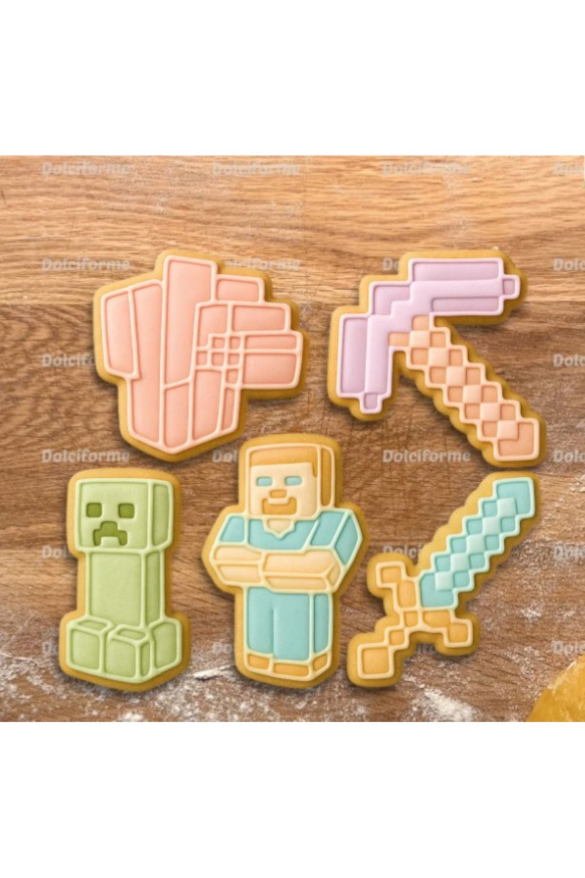 Muhcu Home 5 ADET - Kurabiye Kalıbı Hamur Şekillendirici Set ( Minecraft Set )