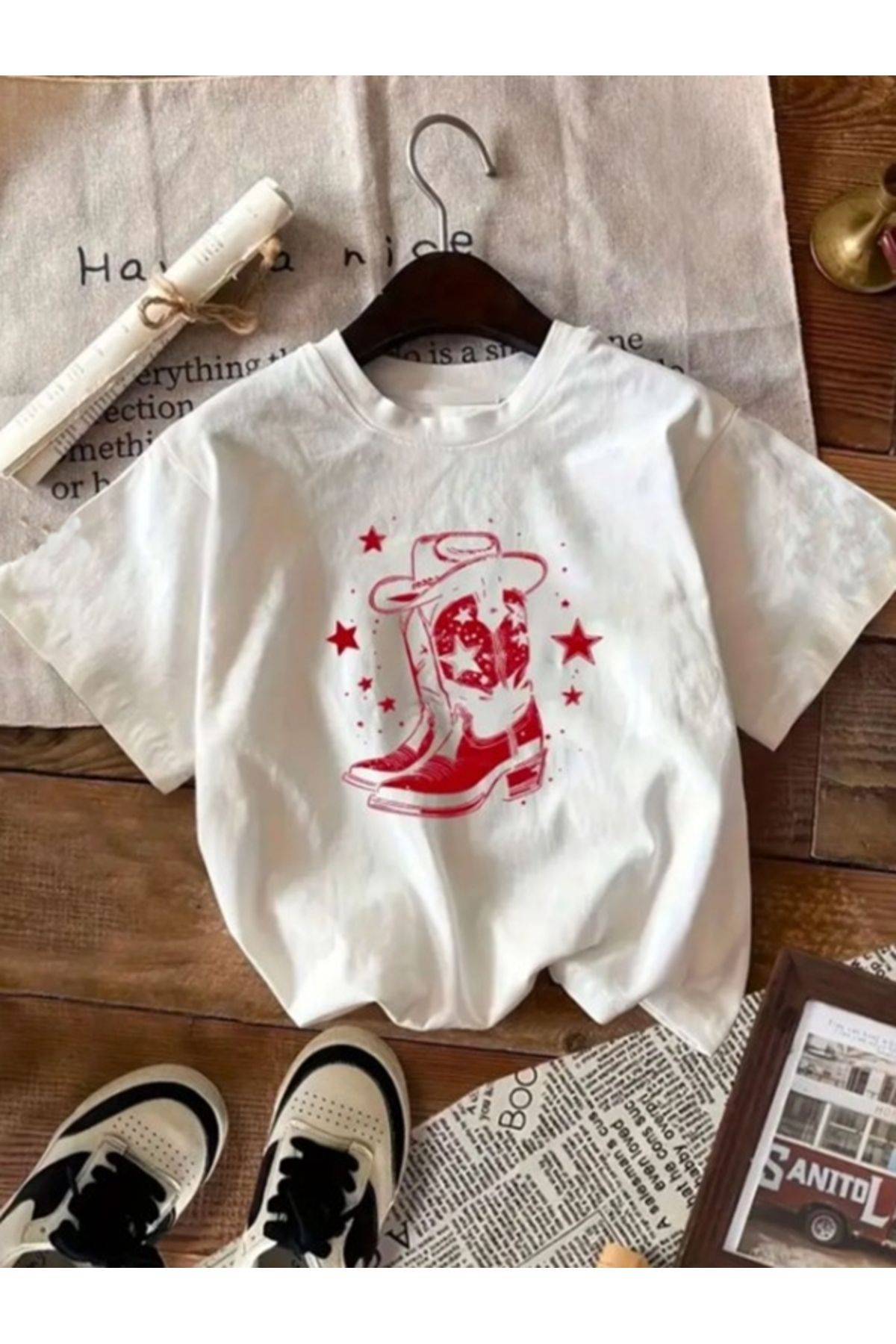 FRESSO Retro Baskılı Oversize Kısa Kollu Tişört