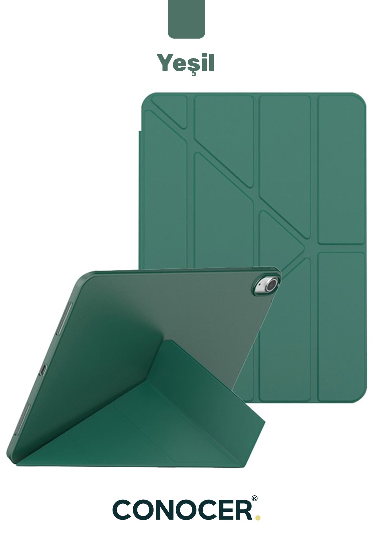 CONOCER iPad 11 A16 2025 10. Nesil 10.9 Tablet Kılıfı Yumuşak Kalem Bölmeli, Uyku Modlu, Tri Folding Stand