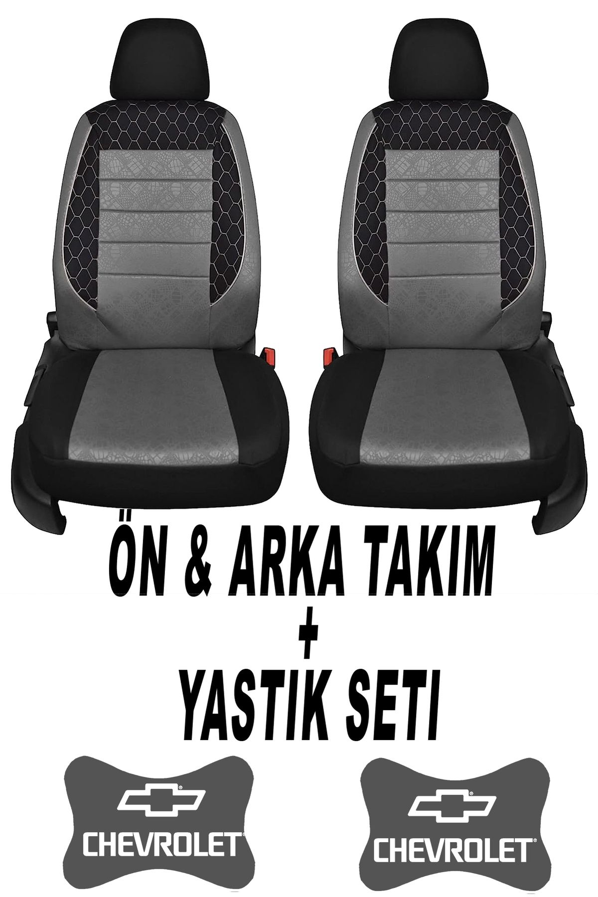 1araba1ev Oto Koltuk Kılıfı Chevrolet Ön Arka Takım + 2 Adet Boyun Yastığı Seti