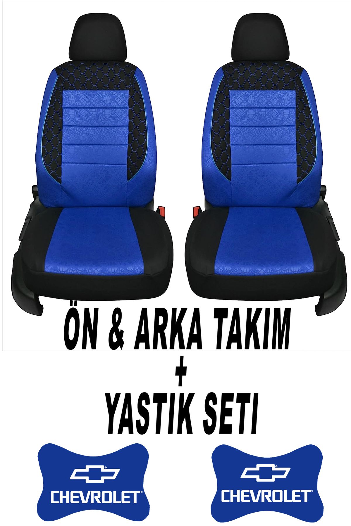 1araba1ev Oto Koltuk Kılıfı Chevrolet Ön Arka Takım + 2 Adet Boyun Yastığı Seti