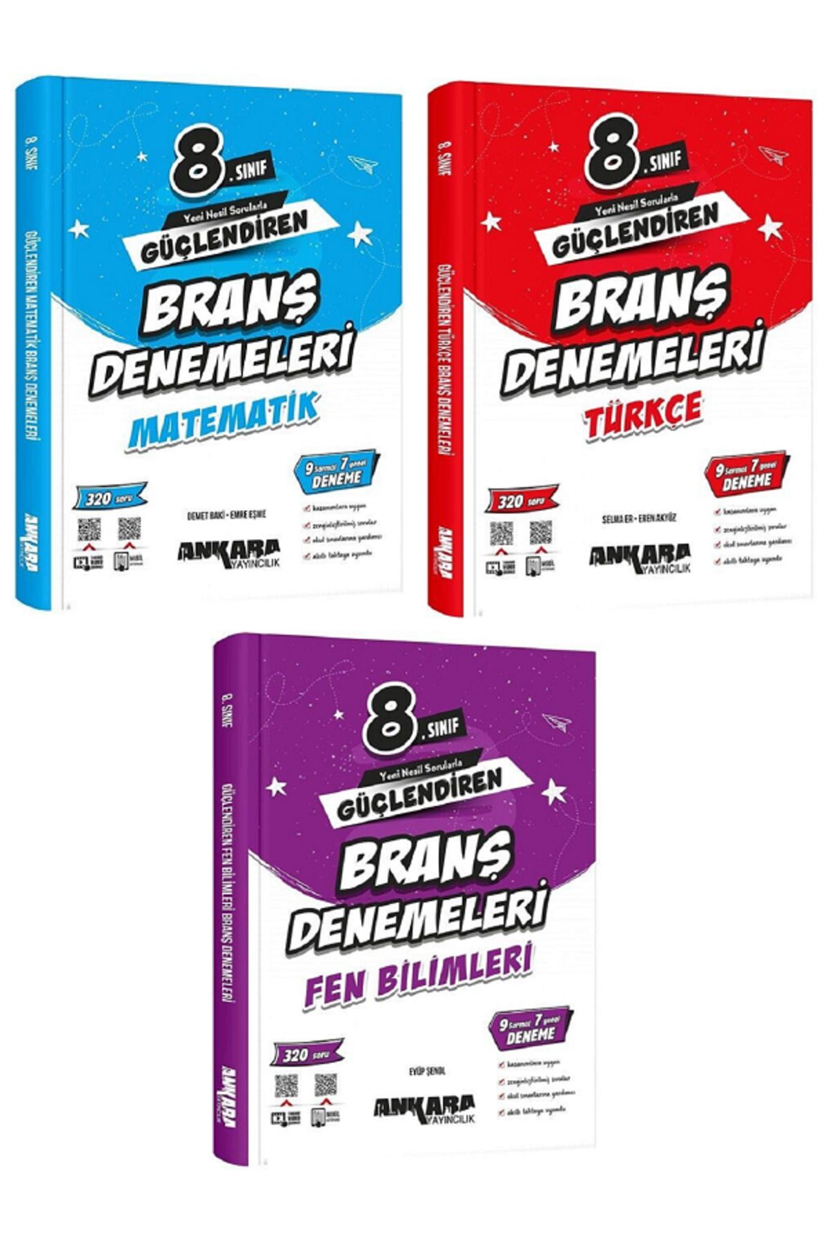 Evrensel İletişim Yayınları 8.Sınıf Ankara Güçlendiren Matematik + Türkçe + Fen Bilimleri Branş Denemeleri / 960 Soru - 3 KİTAP