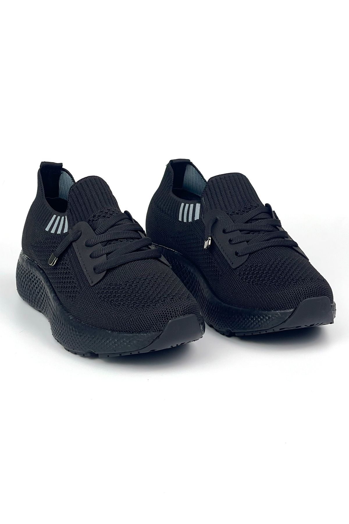KAJILA Kadın Siyah Triko Günlük Rahat Ortopedik Terletmeyen Spor Sneaker Ayakkabı