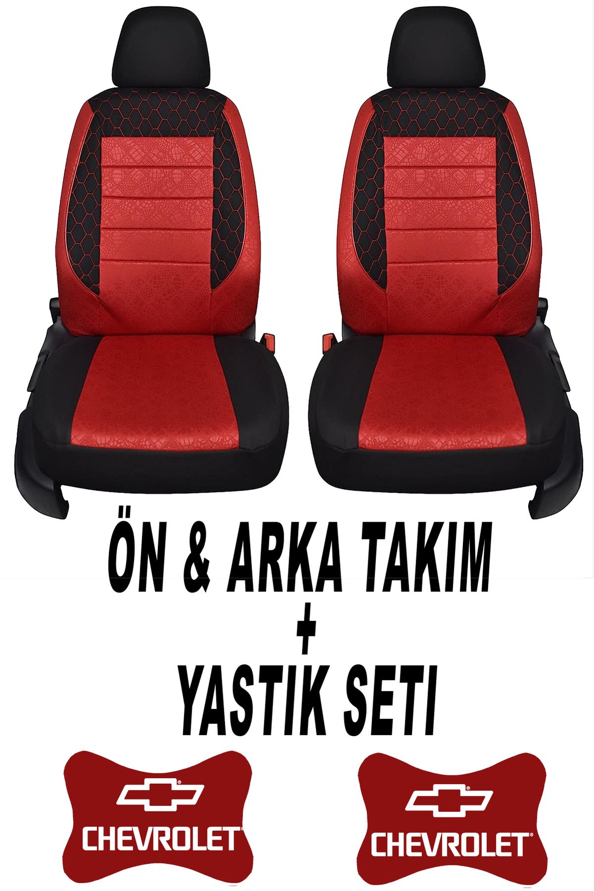 1araba1ev Oto Koltuk Kılıfı Chevrolet Ön Arka Takım + 2 Adet Boyun Yastığı Seti