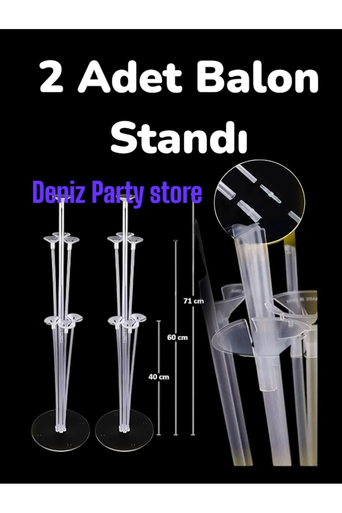 Deniz Party Store 2 Adet Ayaklı Balon Standı 7 Çubuklu 2 Li set ( Balon Hariçtir. )