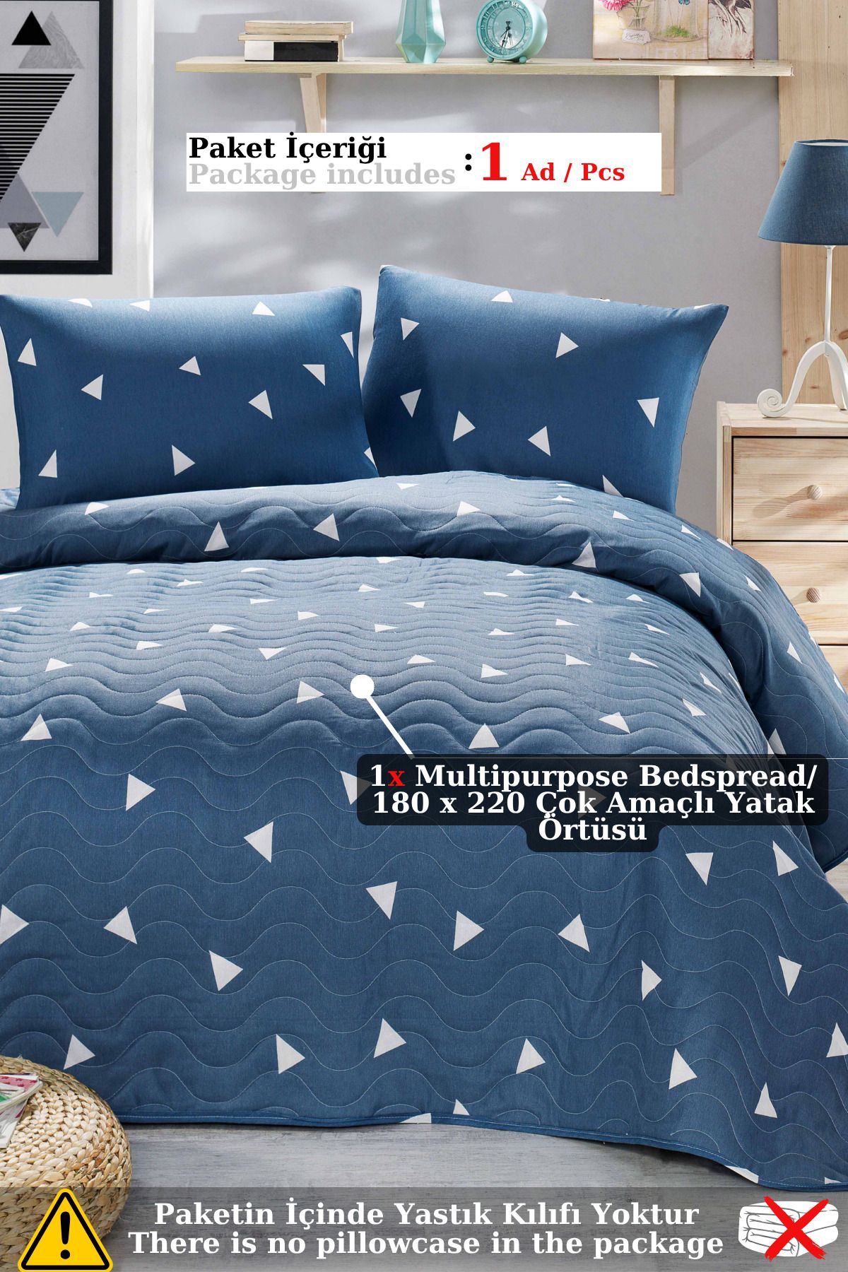 Eponj Home-Multi-Purpose Cover Single Triangle Blue 2