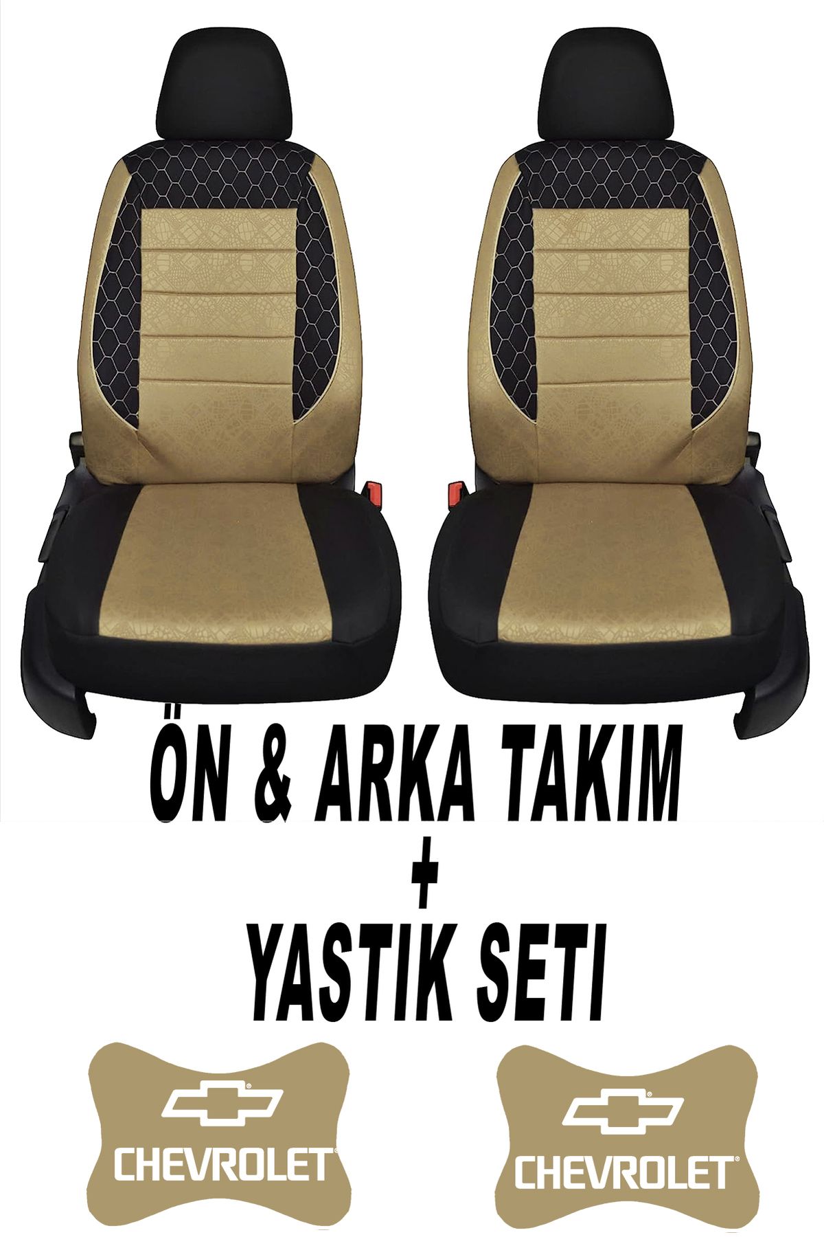 1araba1ev Oto Koltuk Kılıfı Chevrolet Ön Arka Takım + 2 Adet Boyun Yastığı Seti