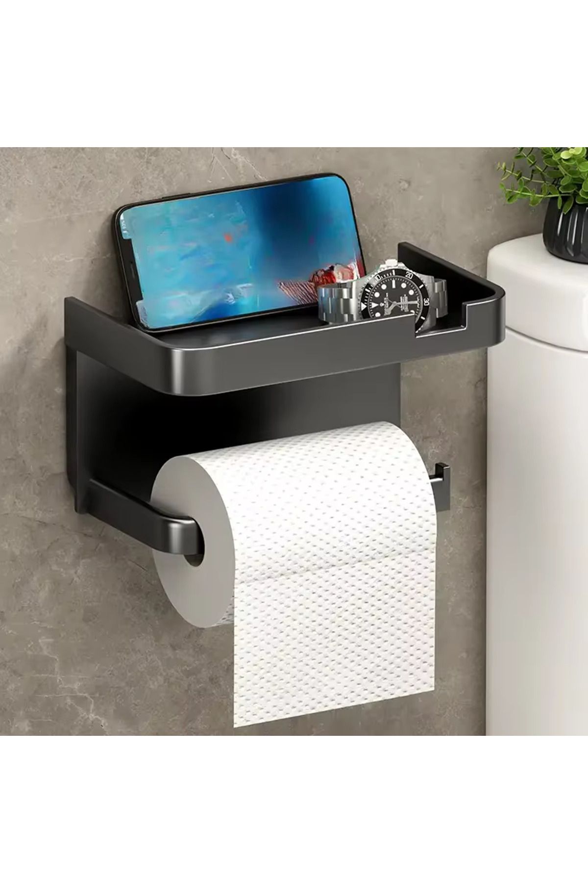 Microcase Duvara Monte Yapışkanlı Tuvalet Kağıdı Askılığı Ve Telefon Tutucu - AL5276