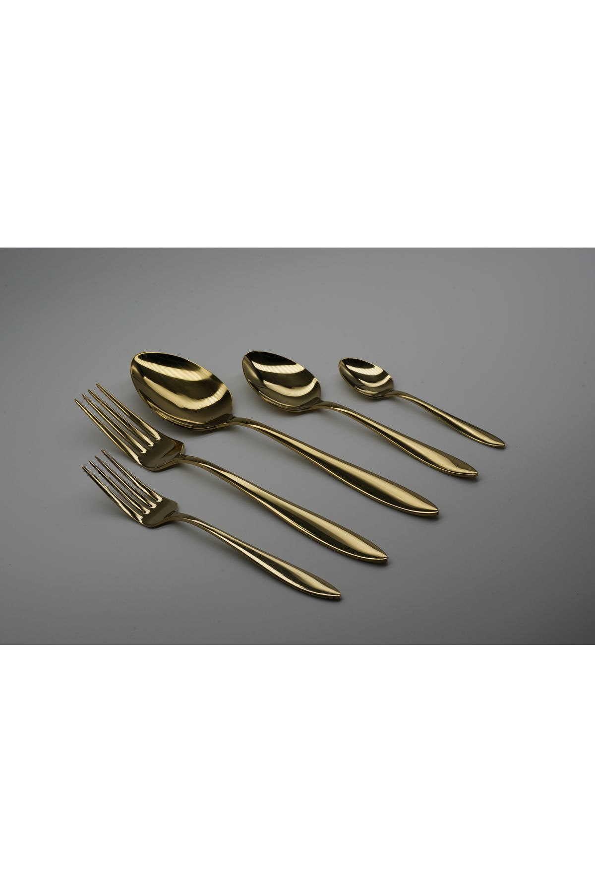 Sabri Üzen Gizem Gold 30 Parça Çatal Kaşık Takımı 6 Kişilik 3 mm 18/10 304 Kalite Paslanmaz Çelik