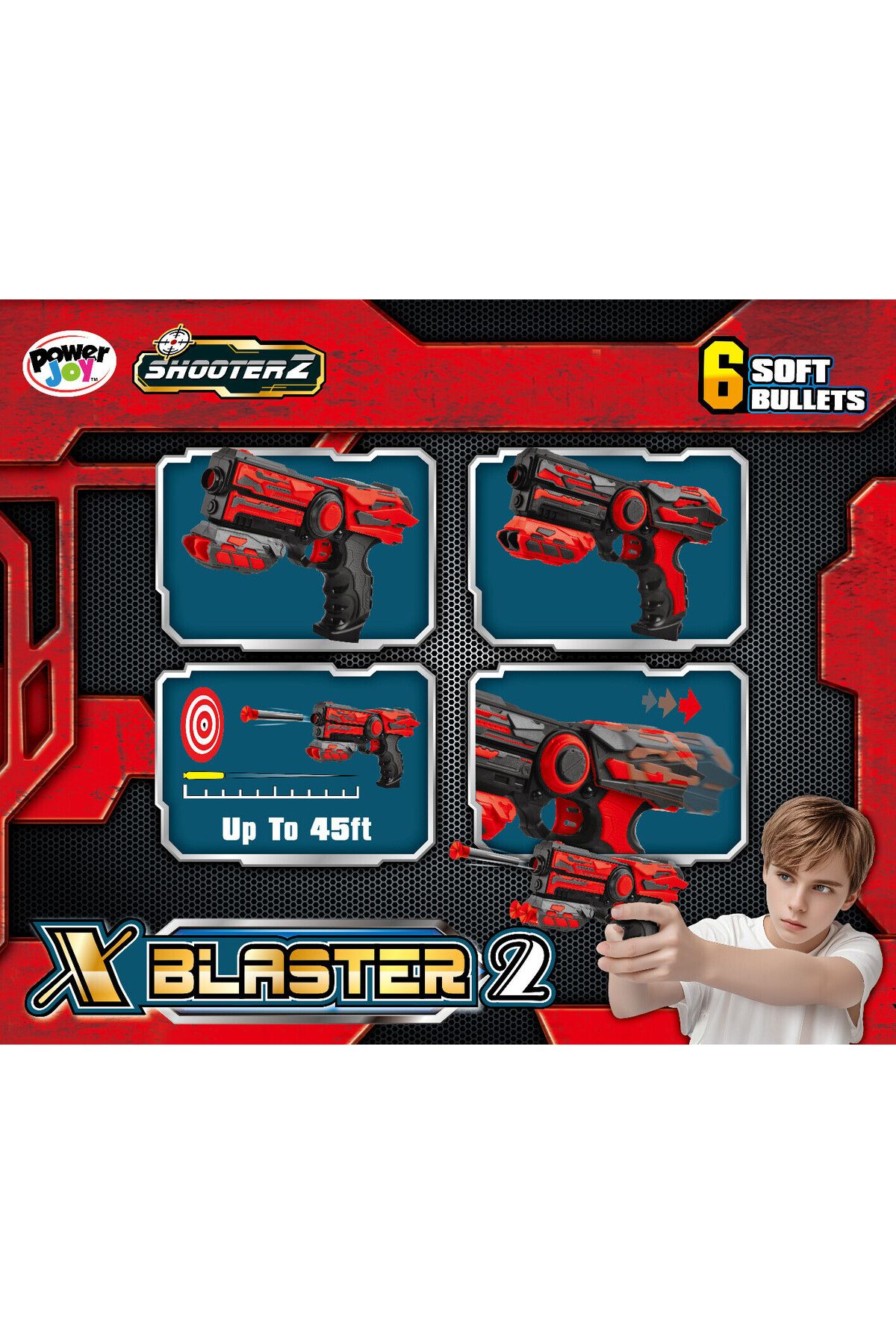 Power Joy-Shooterz X Blaster-2 with 6 Foam Bullets, Assorted 1 Piece (Color May Vary) 4