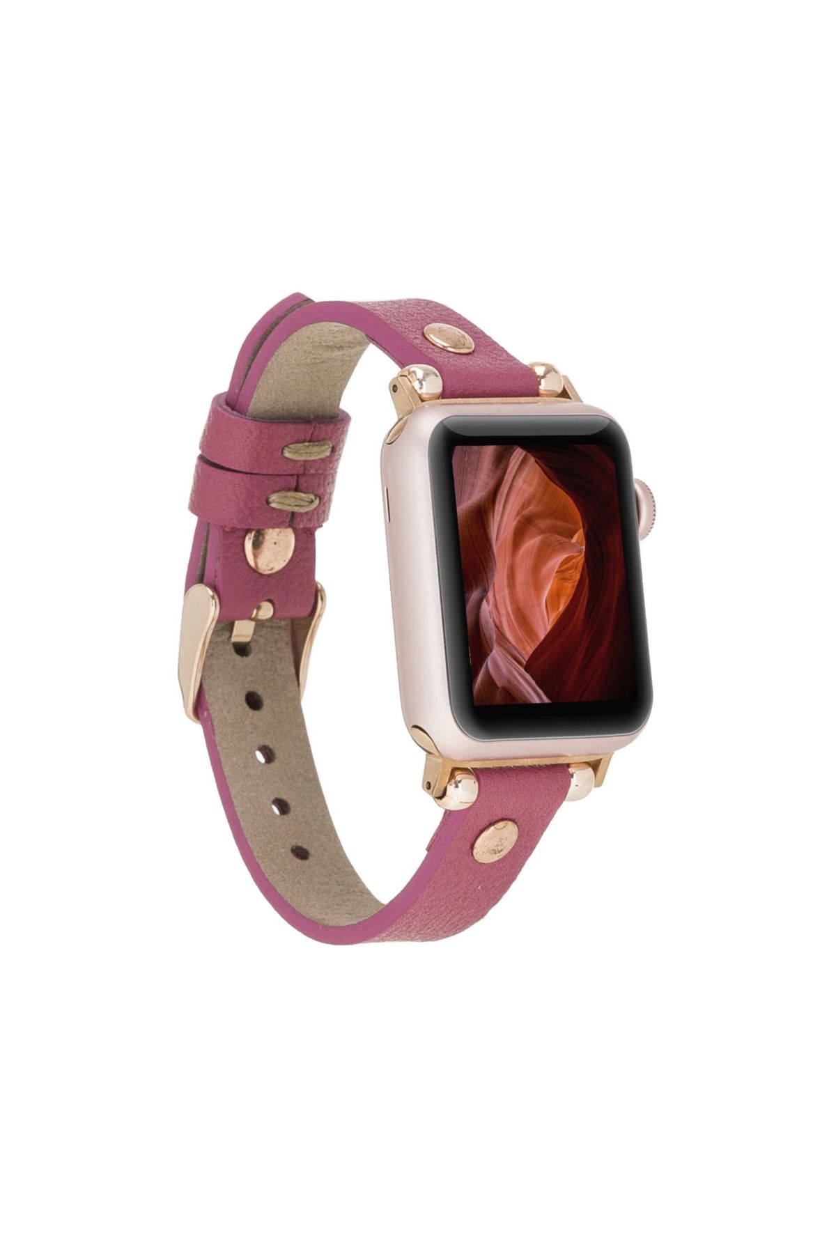 Modafiks Apple Watch Uyumlu Deri Kordon 38-40-41mm RT CP4 Fuşya