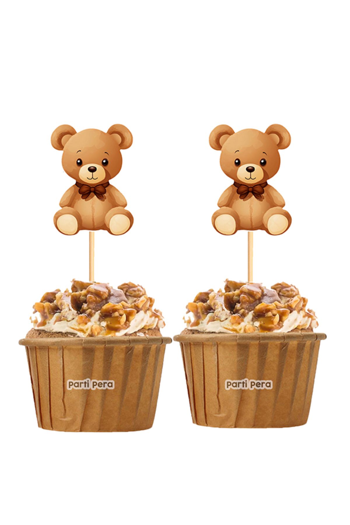 parti pera Ayı Şekilli Cupcake Kürdan Süsü 15 Adet