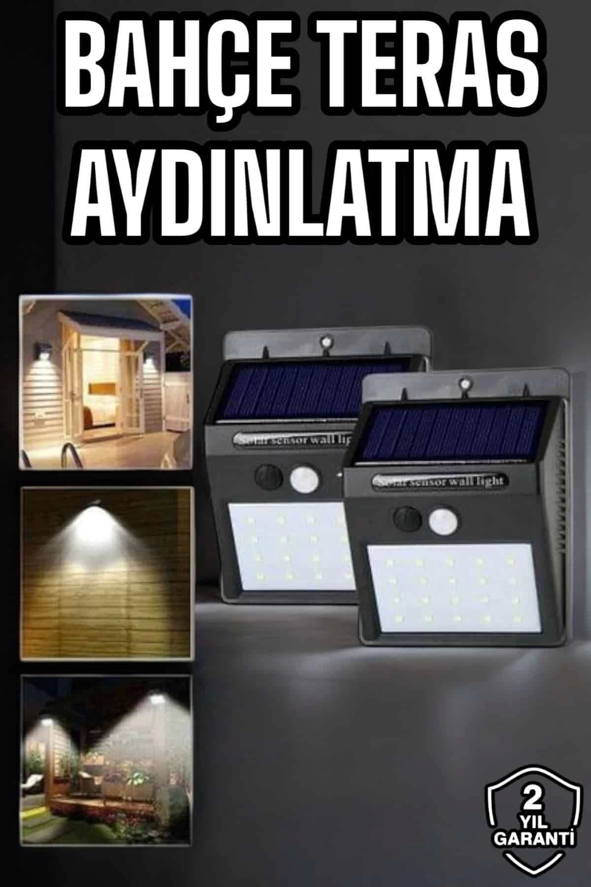 Vemora Solar Lamba Giriş, Bahçe Yol Avlu Hareket Sensörlü Led Parlak Gece Su Geçirmez