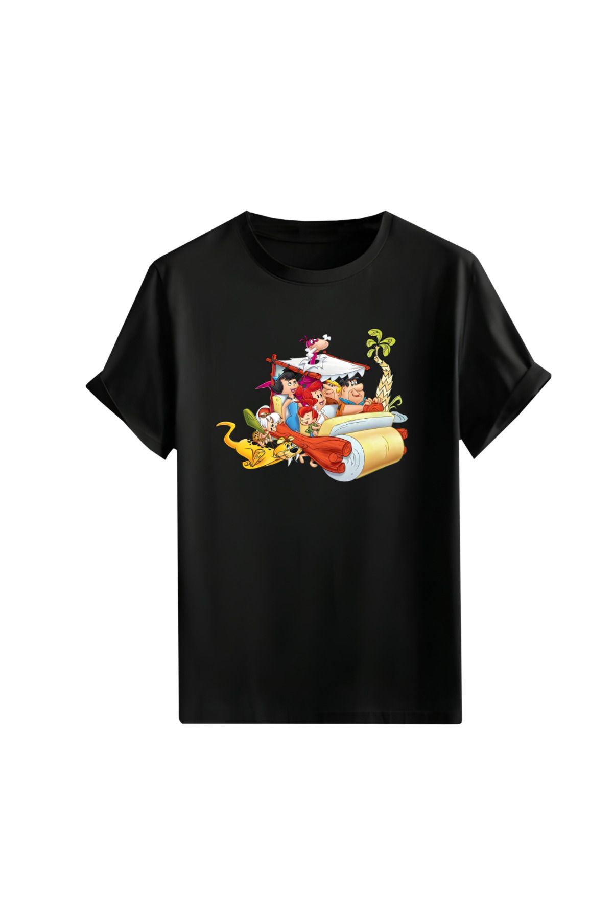 Gölge Store Çizgi Kahramanlar Göğüs Baskılı Oversize Unisex Tişört