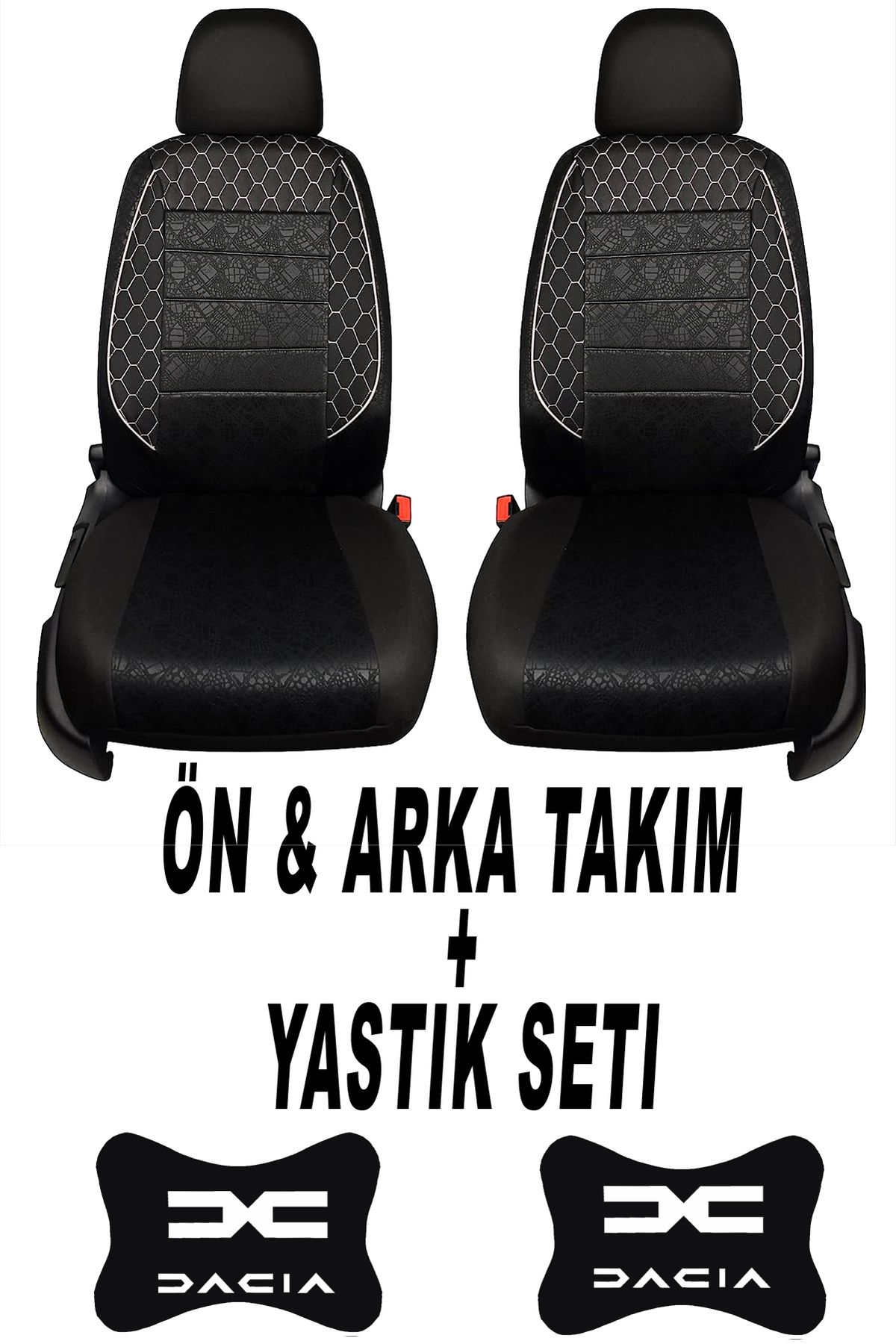 1araba1ev Oto Koltuk Kılıfı Dacia Ön Arka Takım + 2 Adet Boyun Yastığı Seti