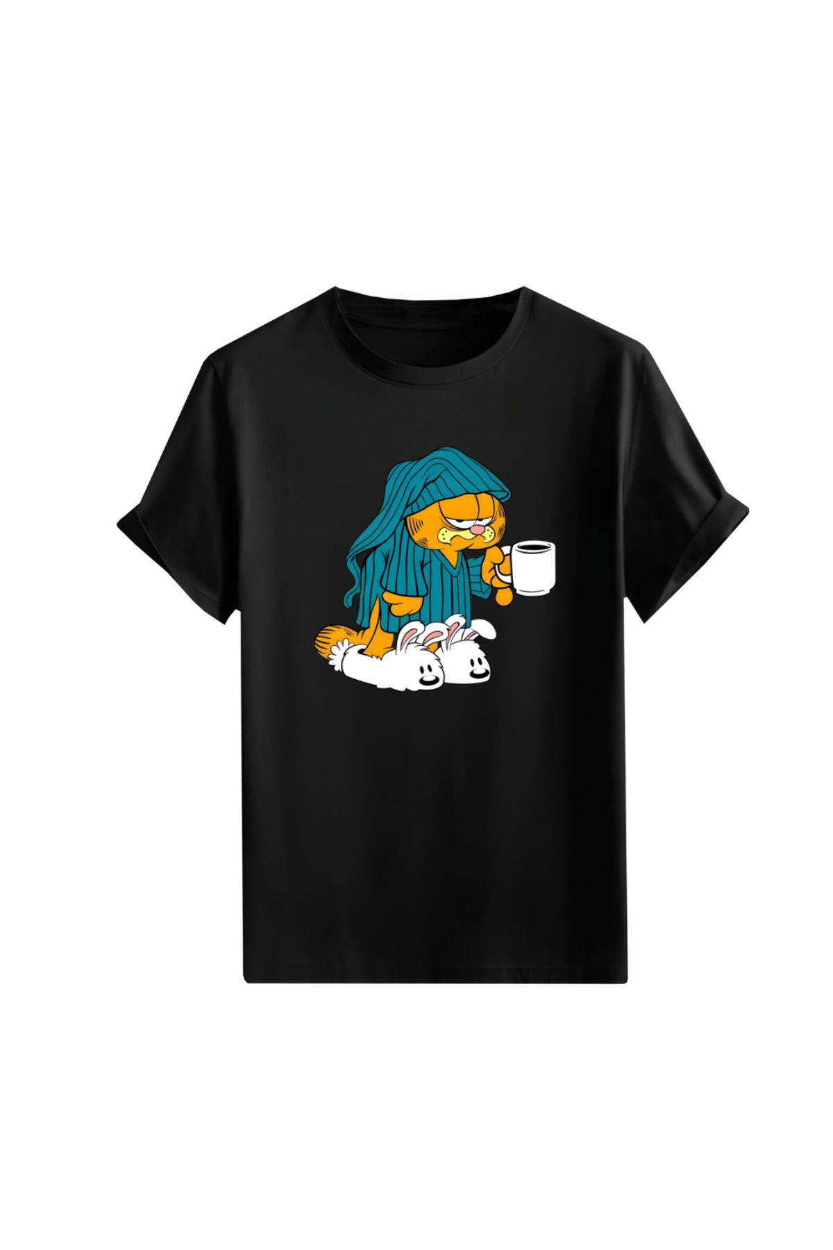 Gölge Store Çizgi Kahramanlar Göğüs Baskılı Oversize Unisex Tişört