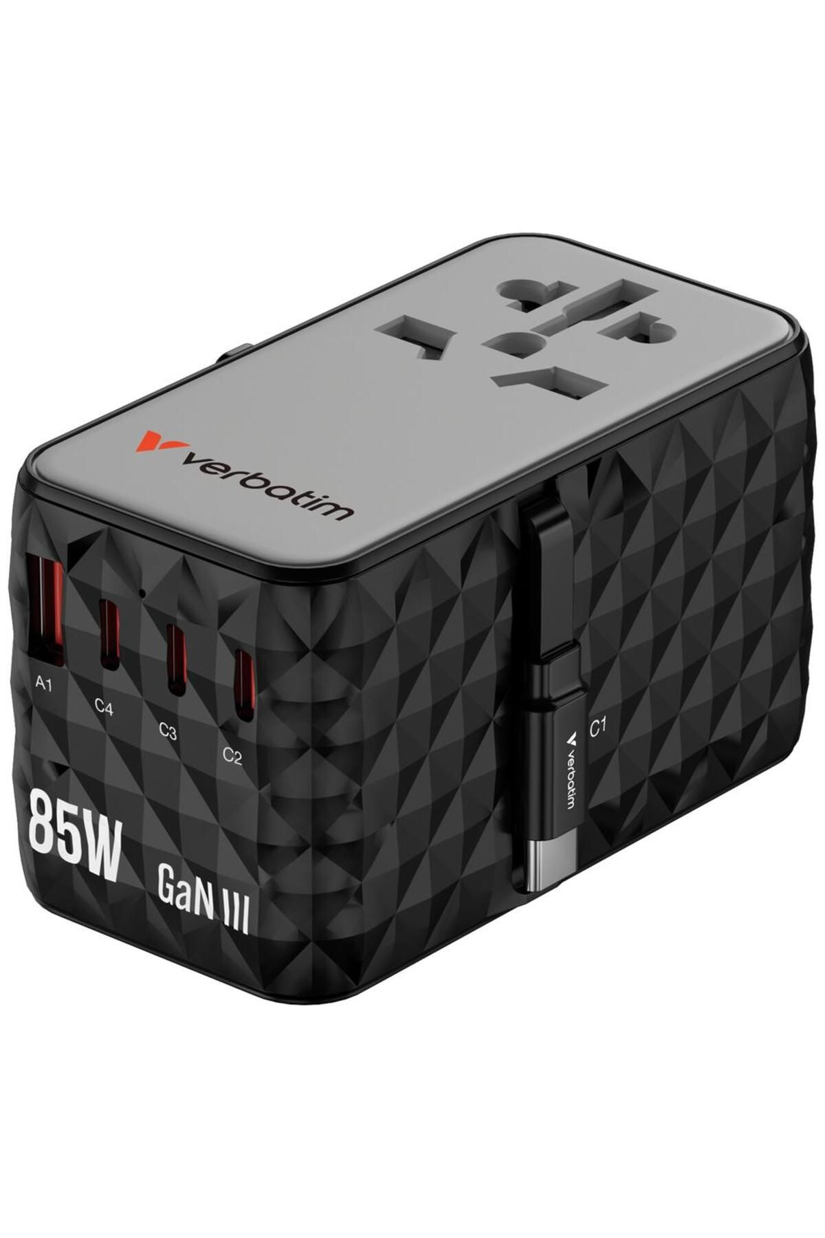 Verbatim-Incarcator retea de calatorie universal Verbatim GaN II, 85 W, 4xUSB-C PD, 1x USB-A QC (Negru) 1