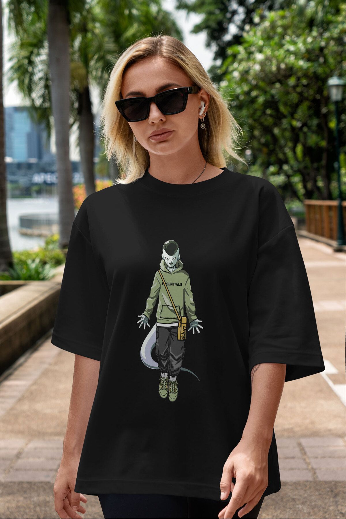 ELFAMİ Unisex Erkek/Kadın DRIPP Özel Baskılı Oversize Pamuklu Bisiklet Yaka T-Shirt