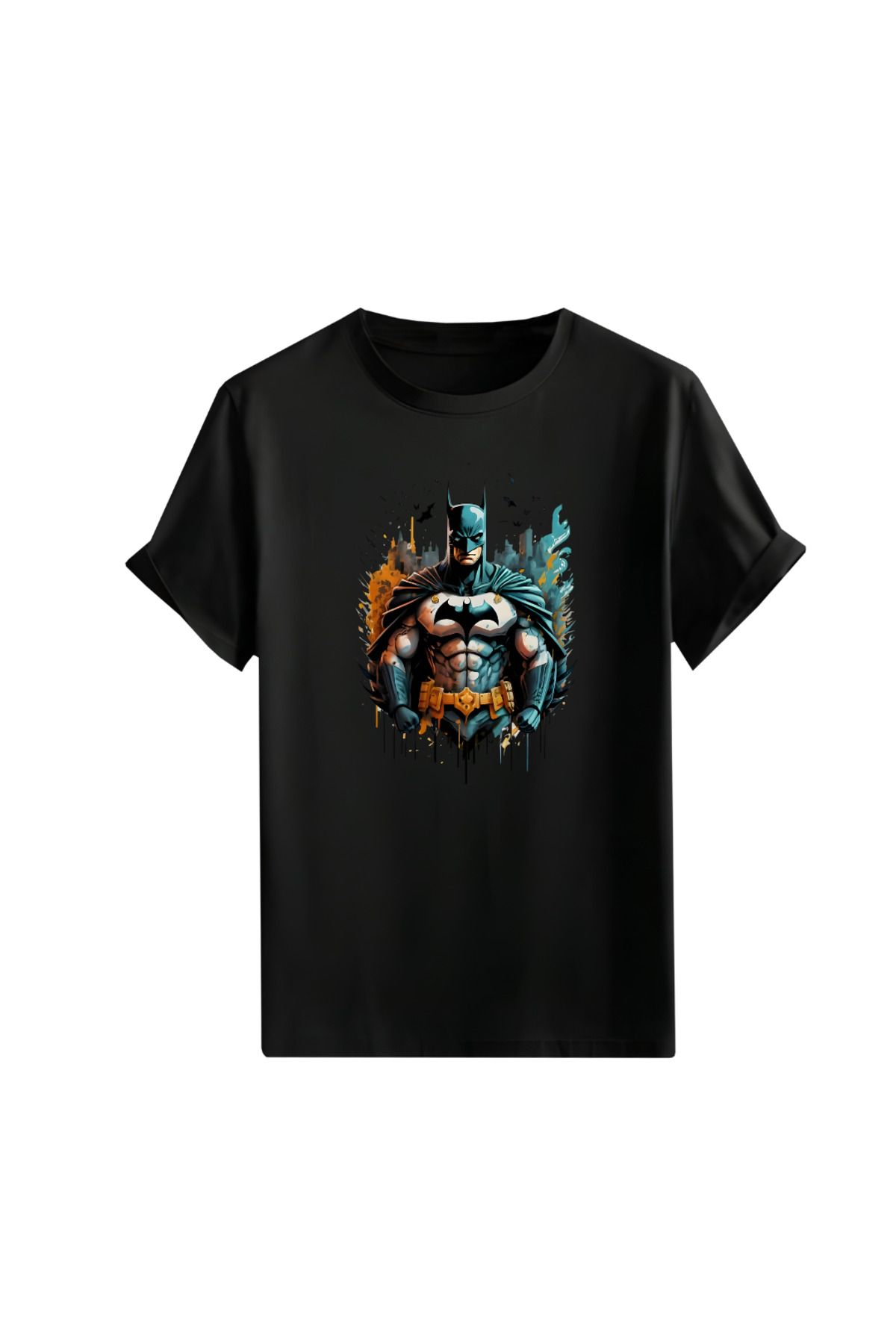 Gölge Store Çizgi Kahramanlar Göğüs Baskılı Oversize Unisex Tişört