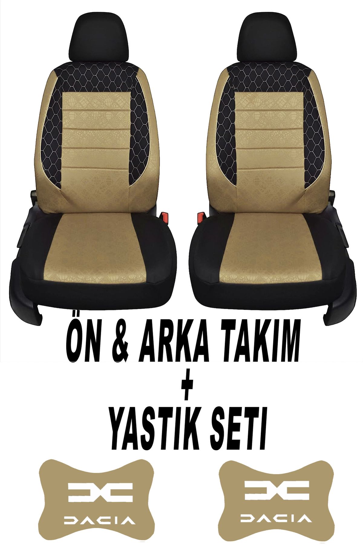1araba1ev Oto Koltuk Kılıfı Dacia Ön Arka Takım + 2 Adet Boyun Yastığı Seti