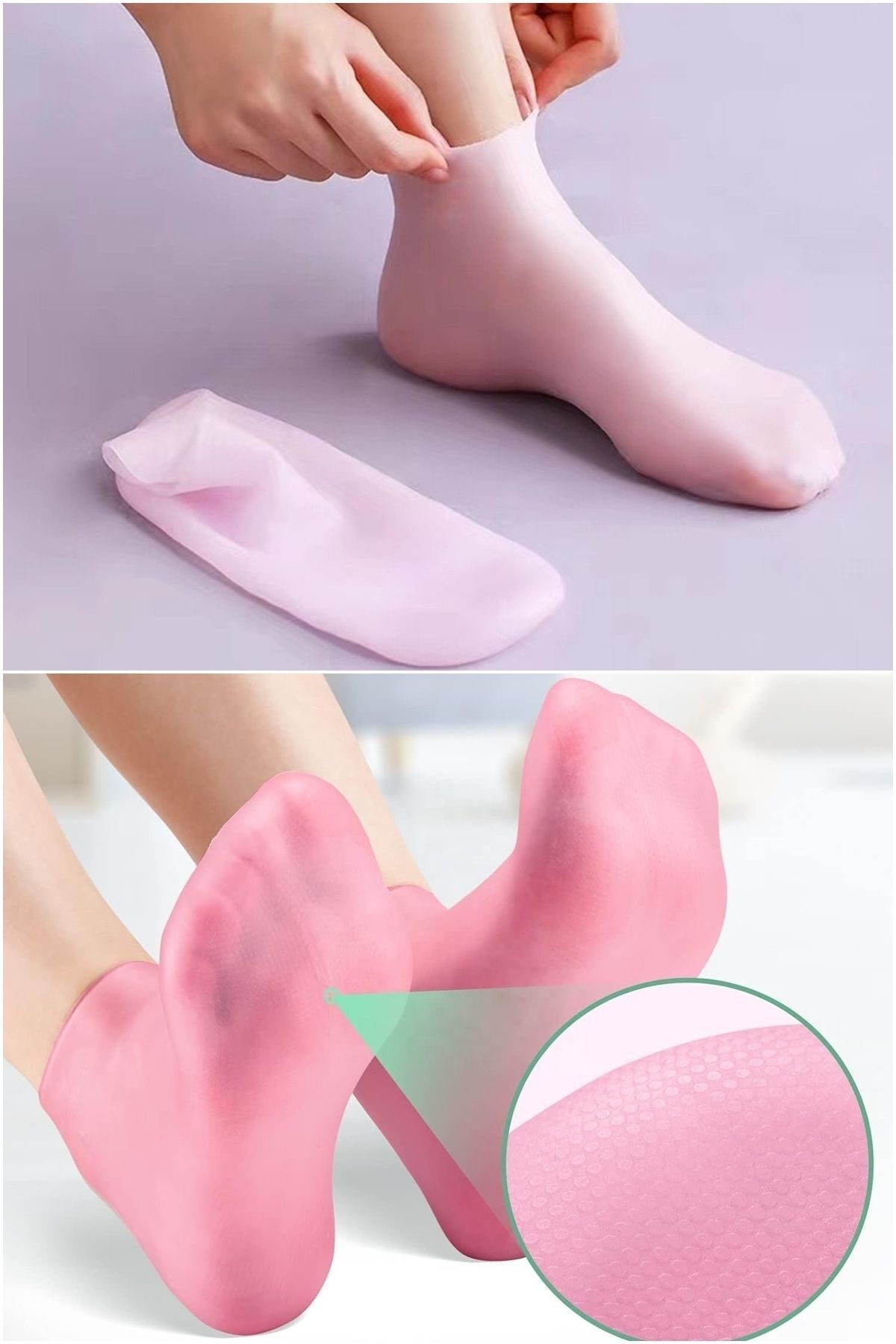 AboutThePerfect Yumuşak ve pürüzsüz ayaklar için bakım çorabı, krem ve peeling seti