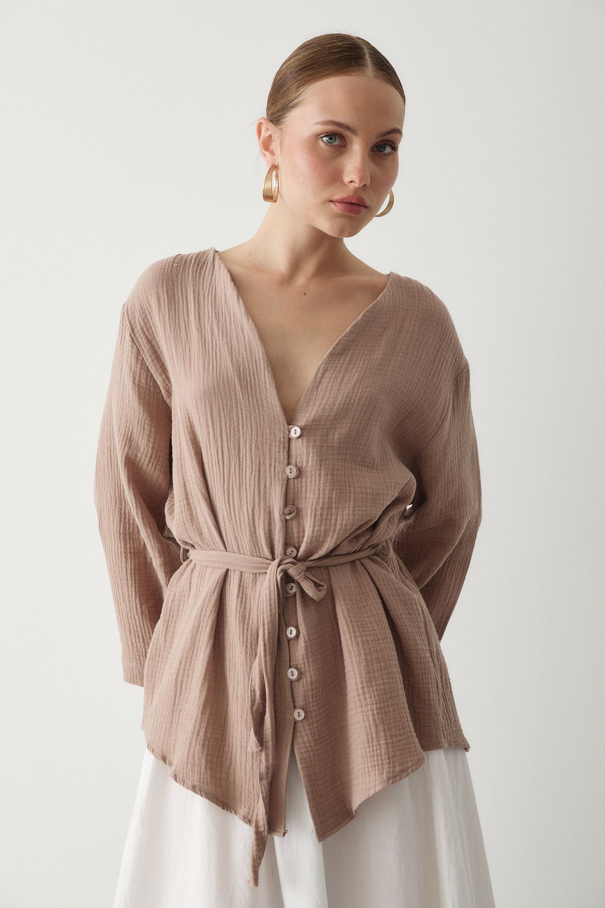 Laluvia Vizon Çok Düğmeli Kimono