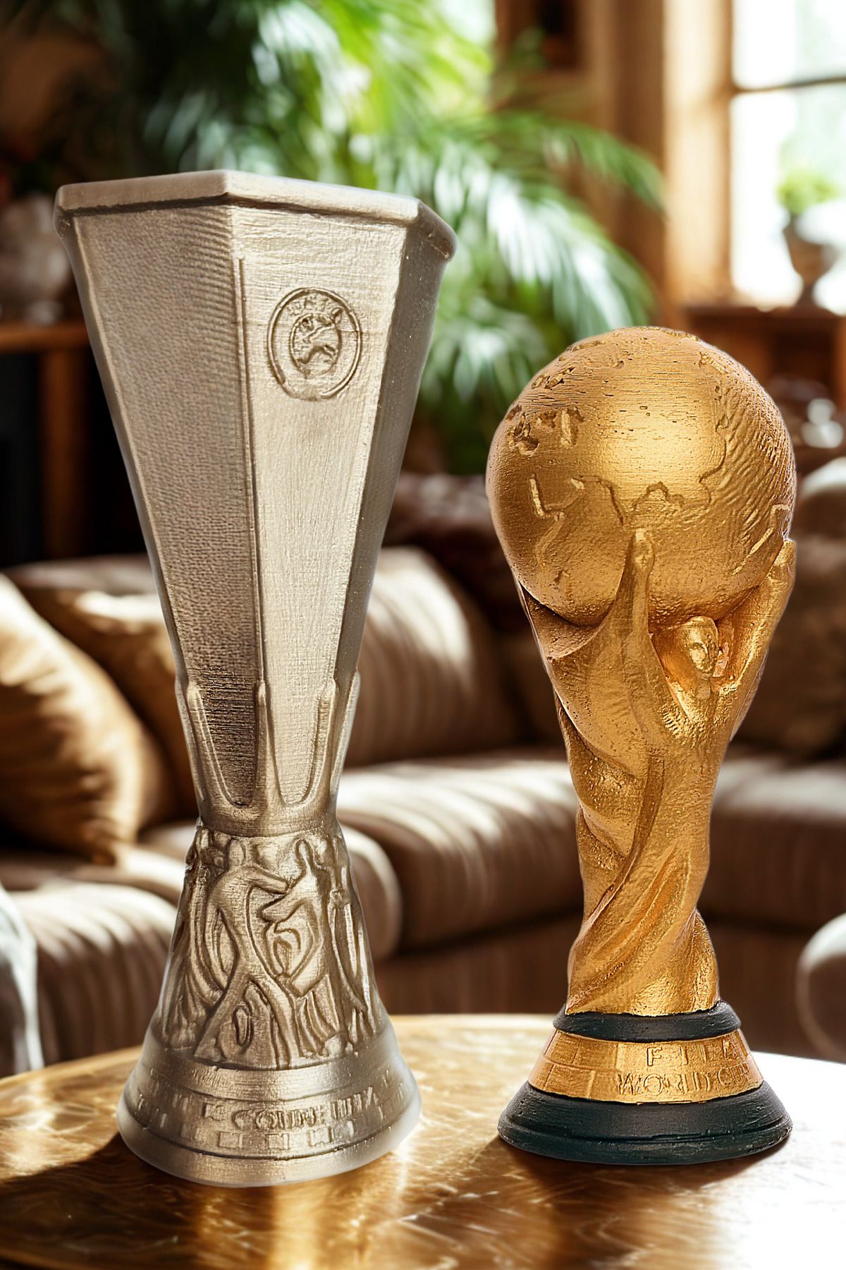 Craft3D Atölye %100 Beton Uefa Kupası 20 cm ve Dünya Kupası 15 cm Ödül Biblo
