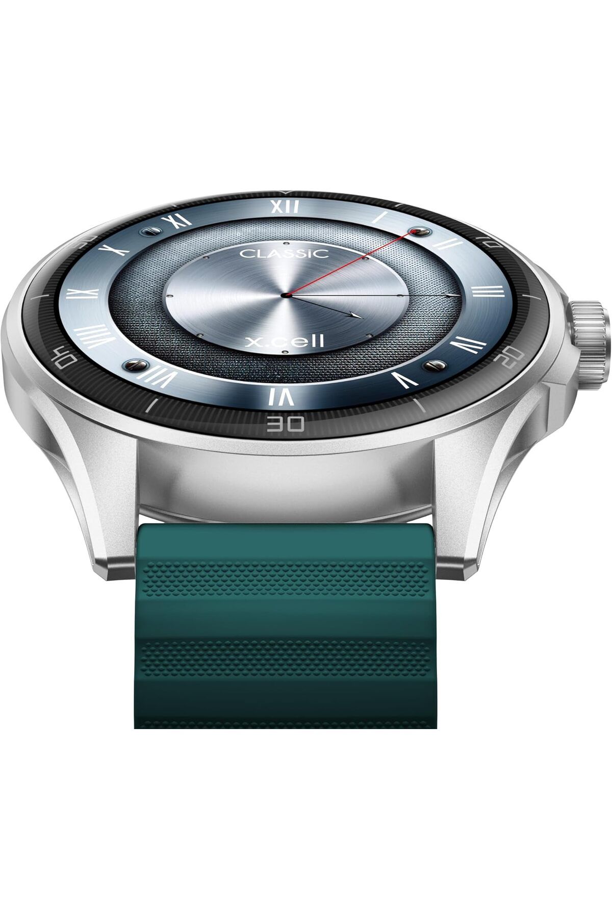X.Cell-Classic6 Smartwatch, 1.43" AMOLED, BT Calling, SpO₂, IP68, 2 Straps – Silver/Green, iOS/Android 2