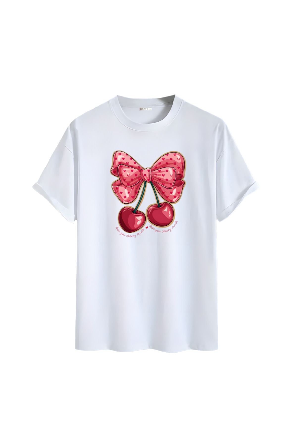Gölge Store Kiraz(Cherry)Göğüs Baskılı Unisex Oversize Tişört