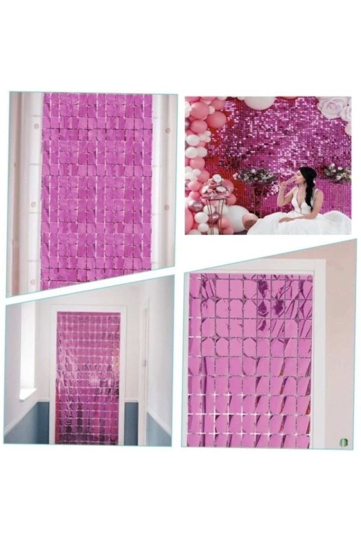 Generic Ekstra Metalize Rose Gold Disko Kapı Perdesi