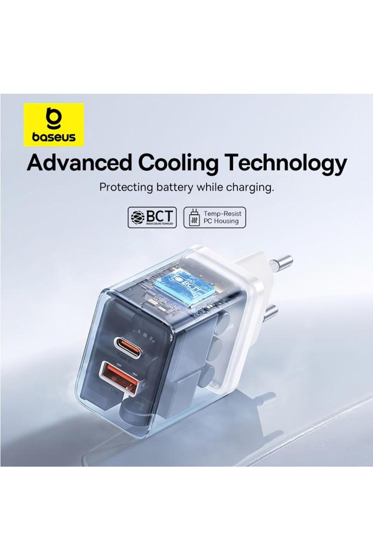 Baseus-Incarcator Retea Baseus Cube P10111404213-00, 30W, 2.4A, 1 x USB-A - 1 x USB-C (Alb) 9