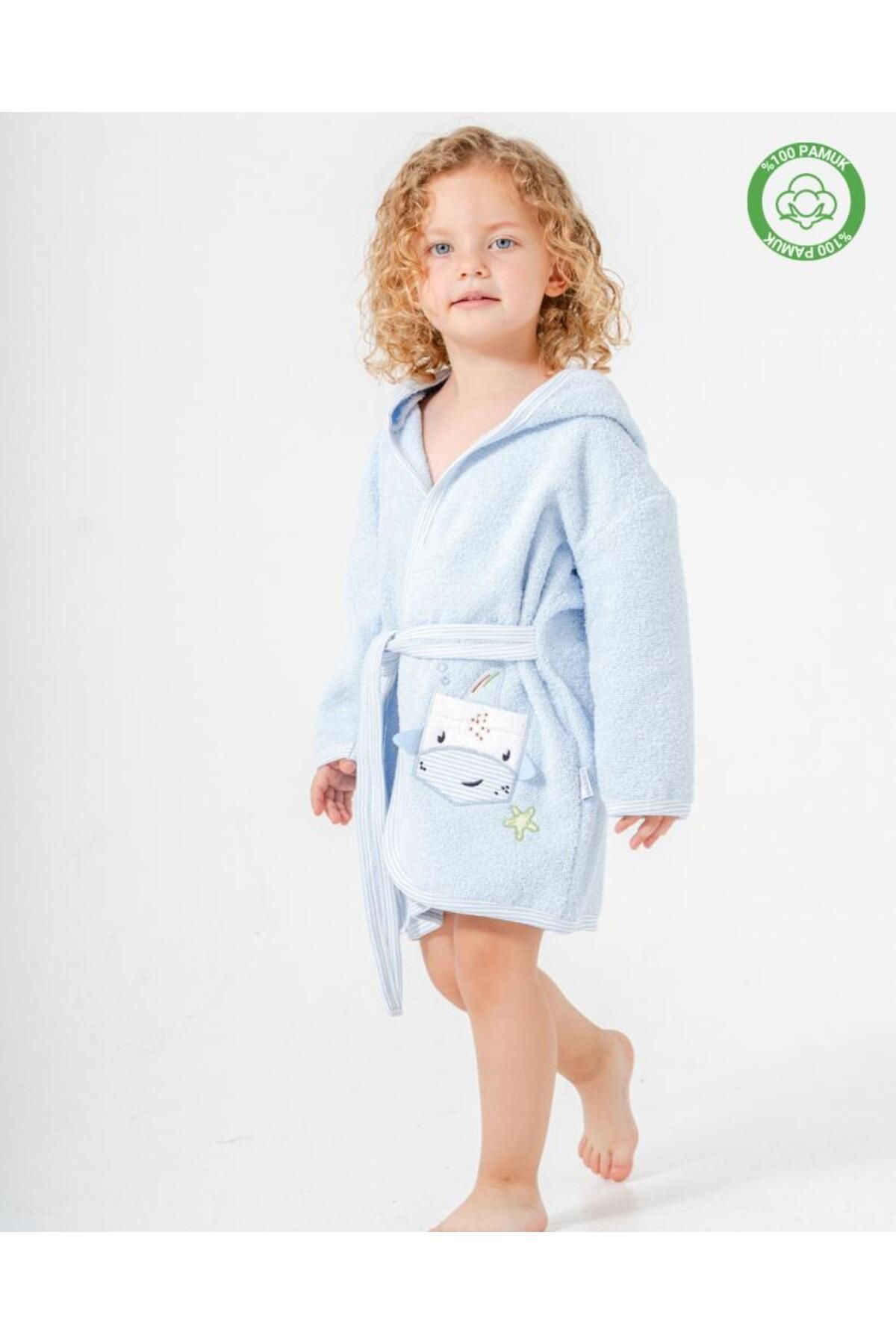 ankibaby Balinalı Bornoz Mavi