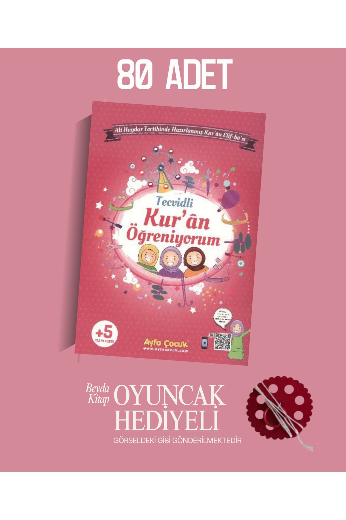 Timaş Çocuk Tecvidli Kuran Öğreniyorum (Pembe) - 80 Adet - Oyuncak Hediyeli