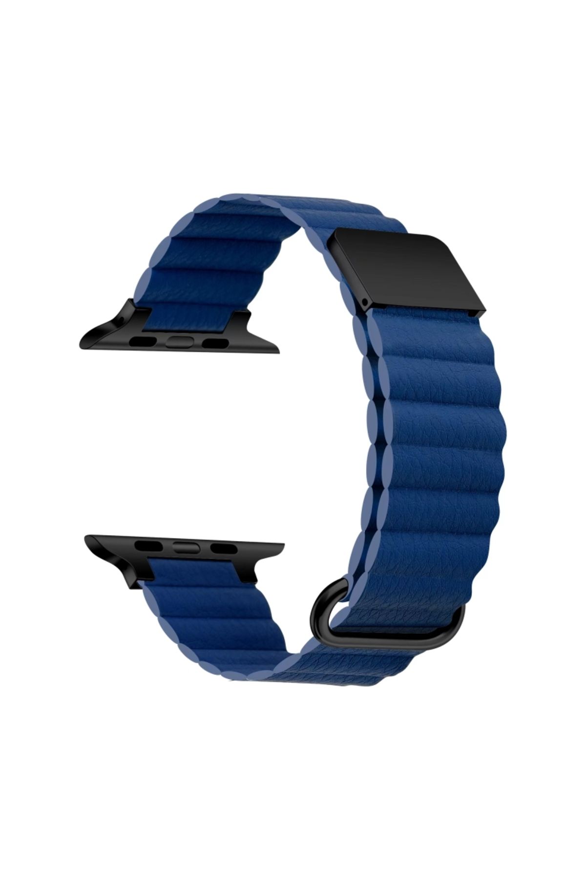 Mobicas Apple Watch Ultra (49mm) Uyumlu Mıknatıslı Suni Deri Kordon-78 Lacivert