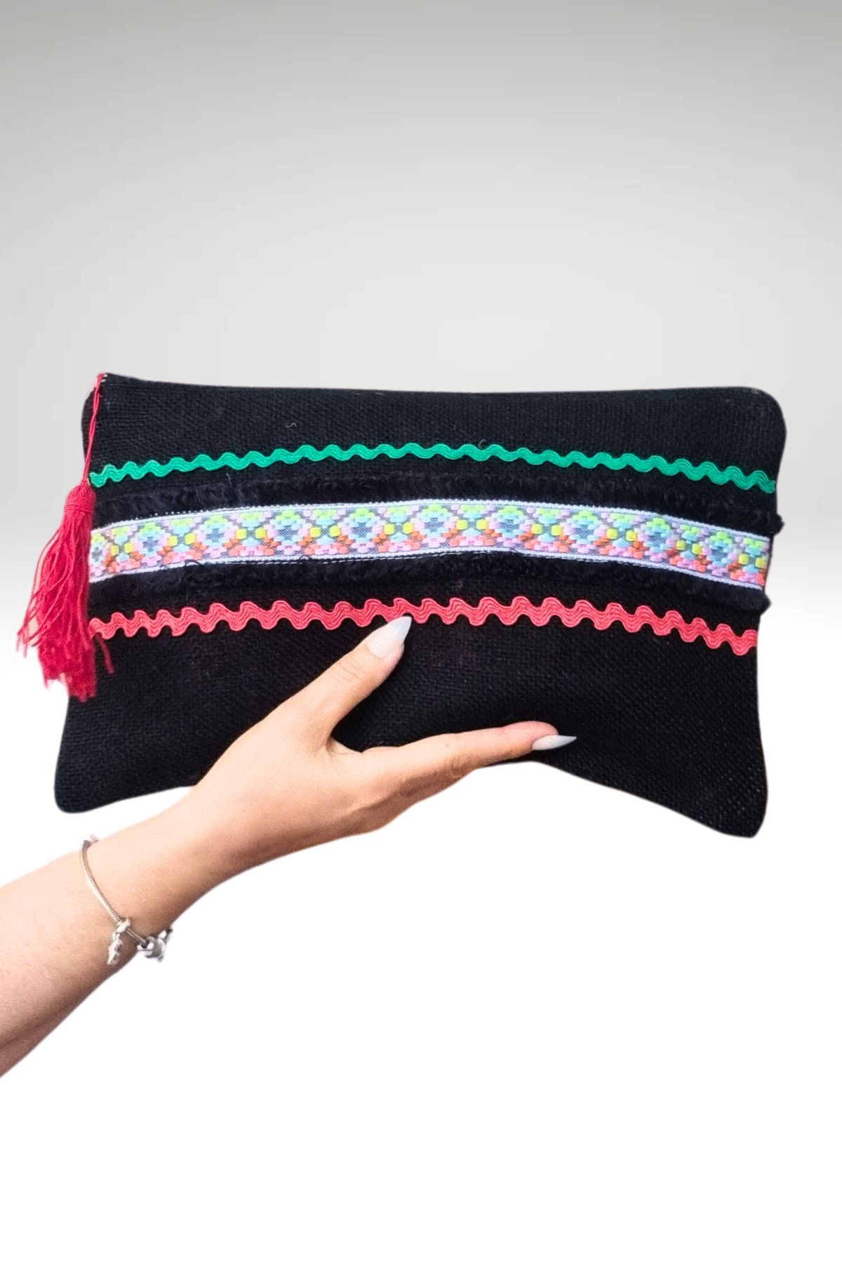 KRIMO Kadın Jüt Clutch Tasarım Bez Portföy Çanta