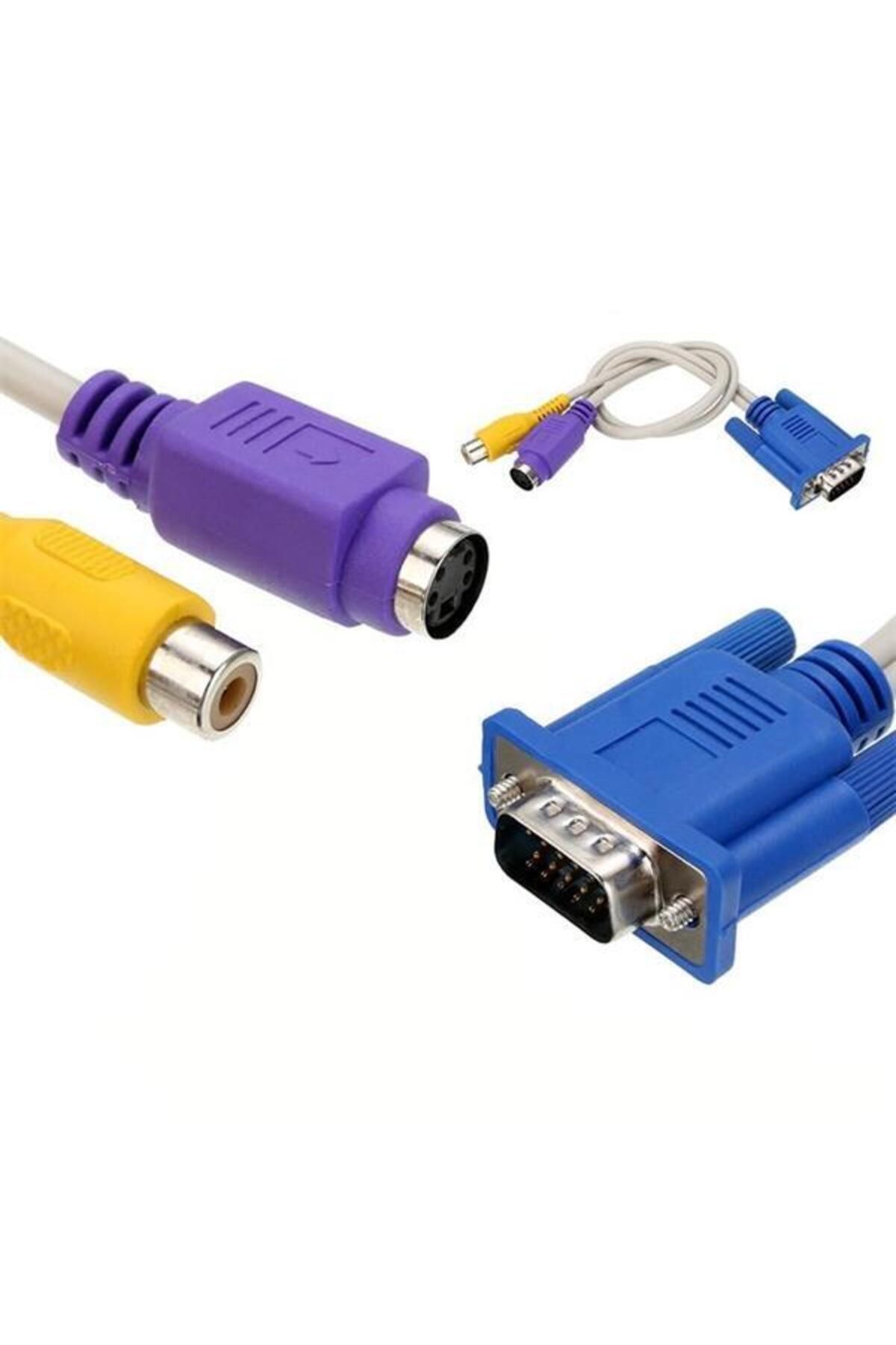 Zayla Elektromer Vga 15 Pin Erkek - 1 Rca Dişi+Mini DIN Dişi 10 Cm Kablo