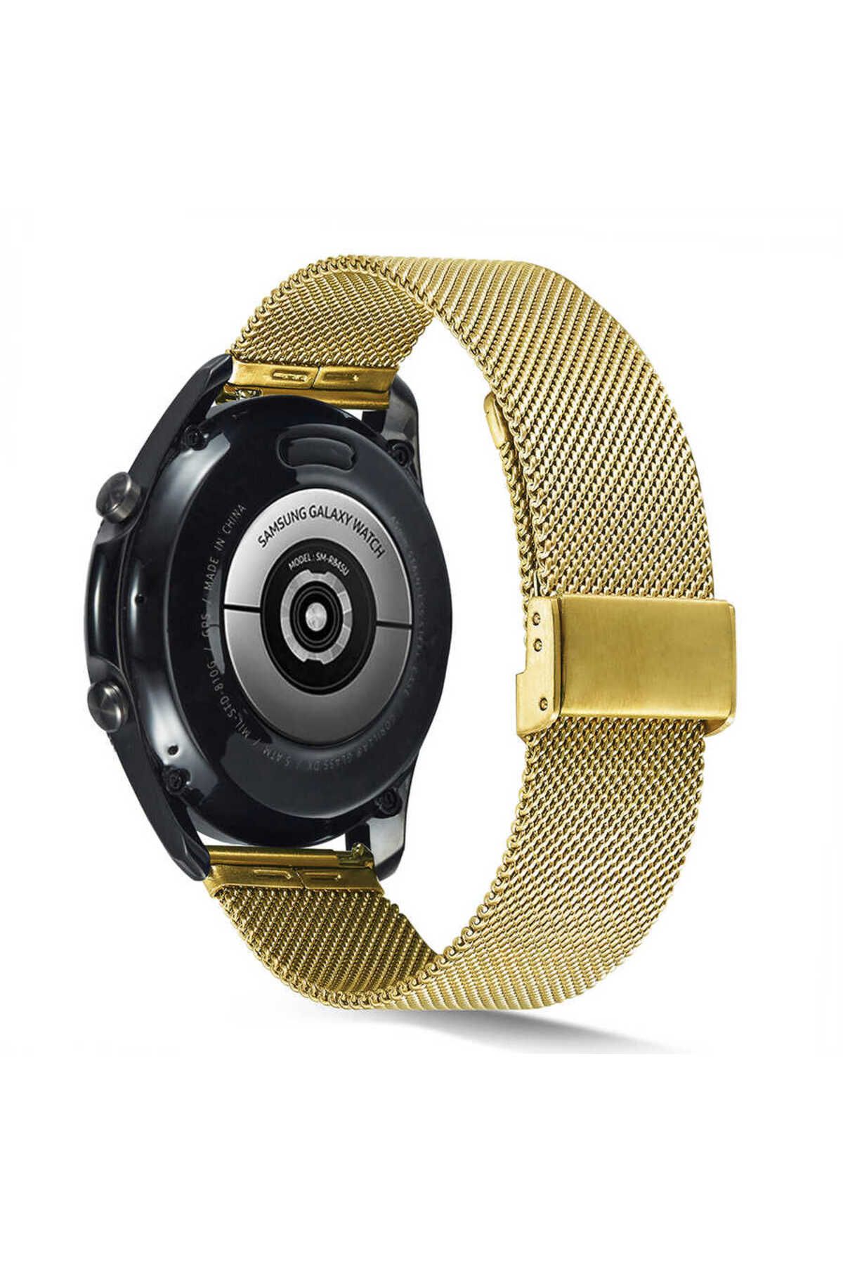 Mobicas Honor Watch GS 3 (46mm) Uyumlu 22mm Klipsli Hasır Metal Kordon-45 Gold