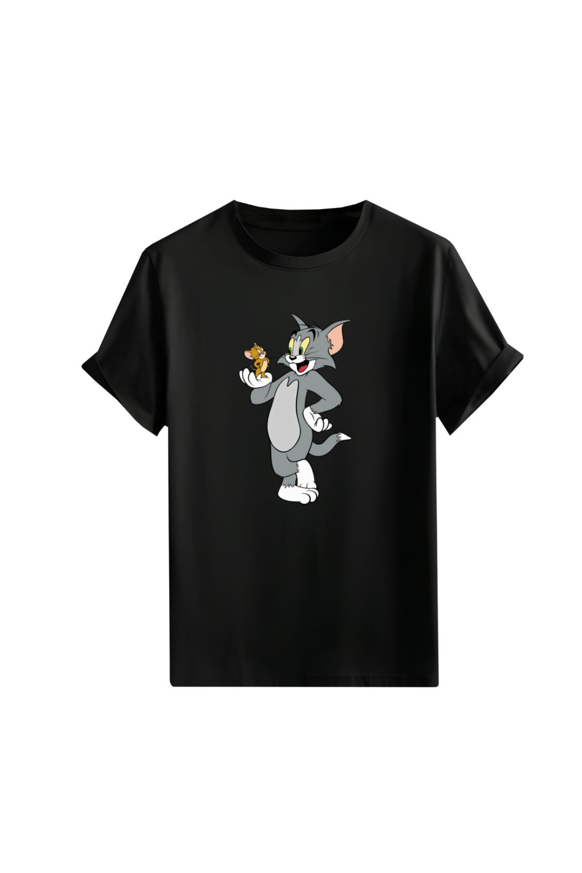 Gölge Store Çizgi Kahramanlar Göğüs Baskılı Oversize Unisex Tişört