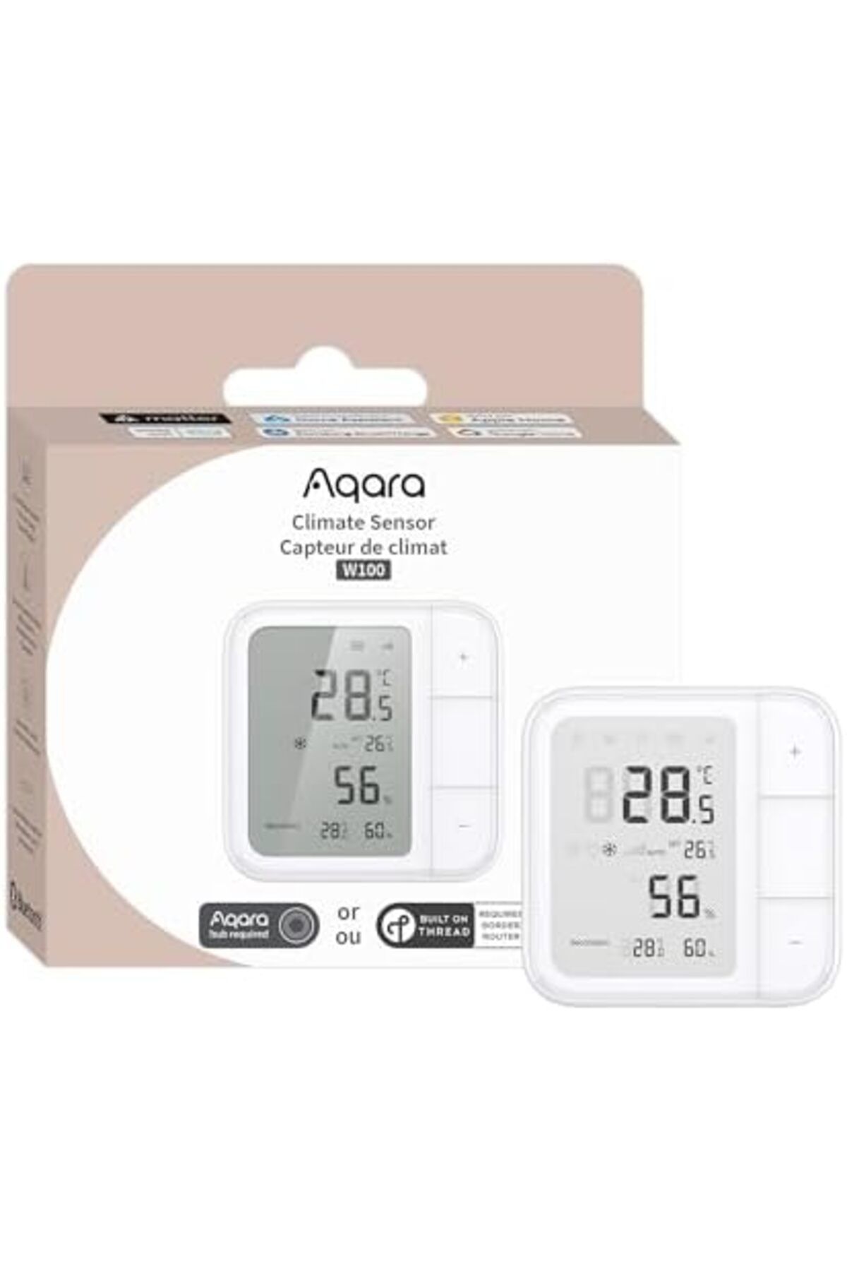 Aqara-Aqara Climate Sensor W100, Smart Temperature and Humidity Monitor, Thread and Zigbee Compatible, LCD 4