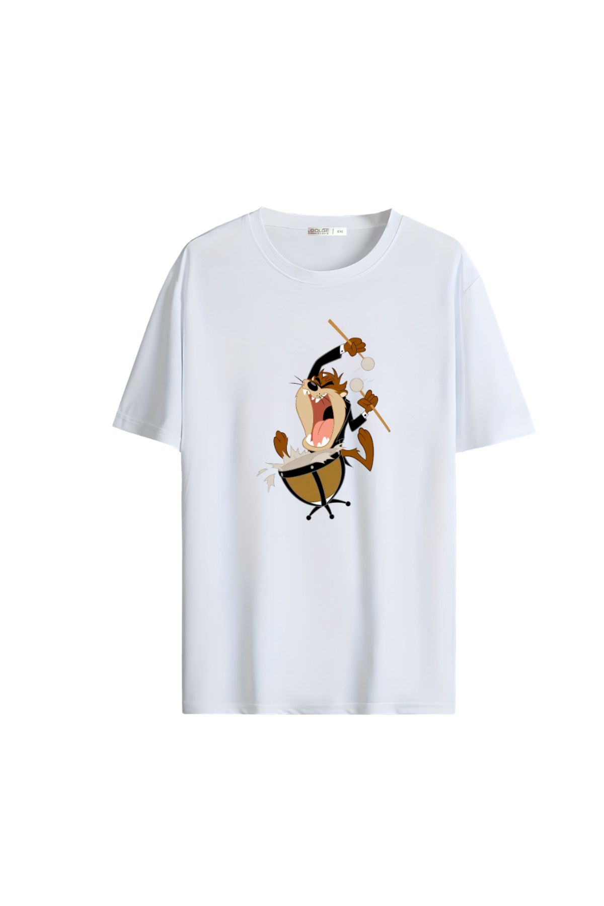 Gölge Store Çizgi Kahramanlar Göğüs Baskılı Oversize Unisex Tişört