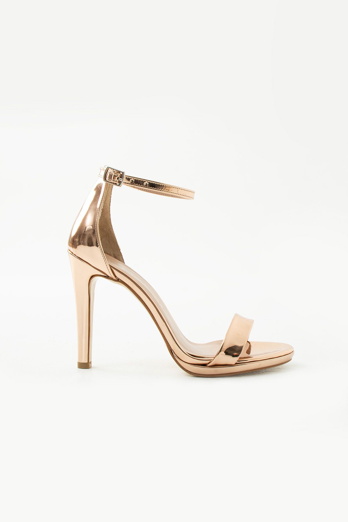 Siena Shoes Clover Kadın Tek Bant Klasik Topuklu Ayakkabı Bakır Rugan
