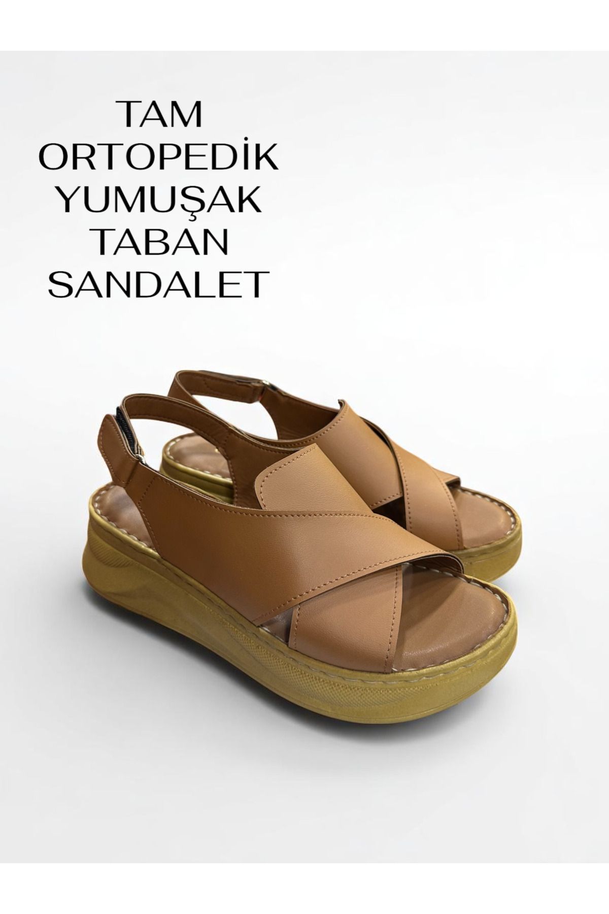 Cozi company Tam Ortopedik yumusak taban Dolgu Topuk Sandalet