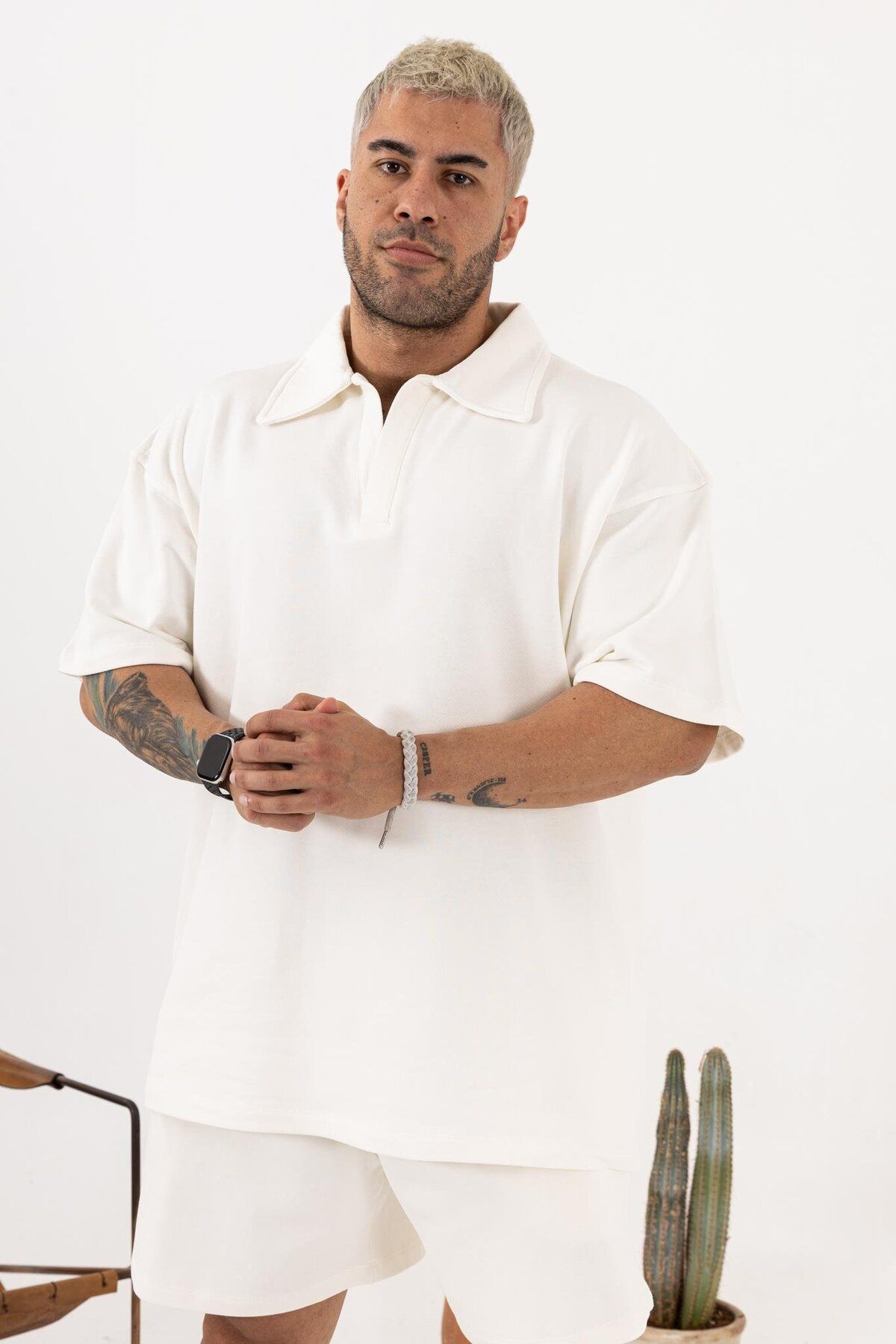 QUİCKPREP Erkek Siyah Polo Yaka Oversize T-Shirt – Modern ve Şık %100 Pamuk
