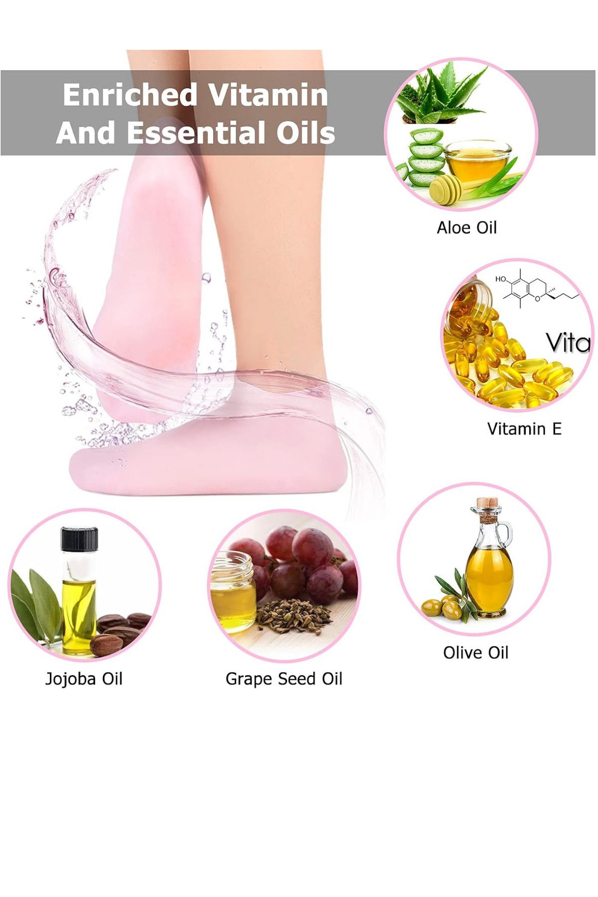 AboutThePerfect Yumuşak Silikon Ayak Çorabı, Spa Peel, Nemlendirici, Çatlak Önleyici, Ölü Deri Atıcı