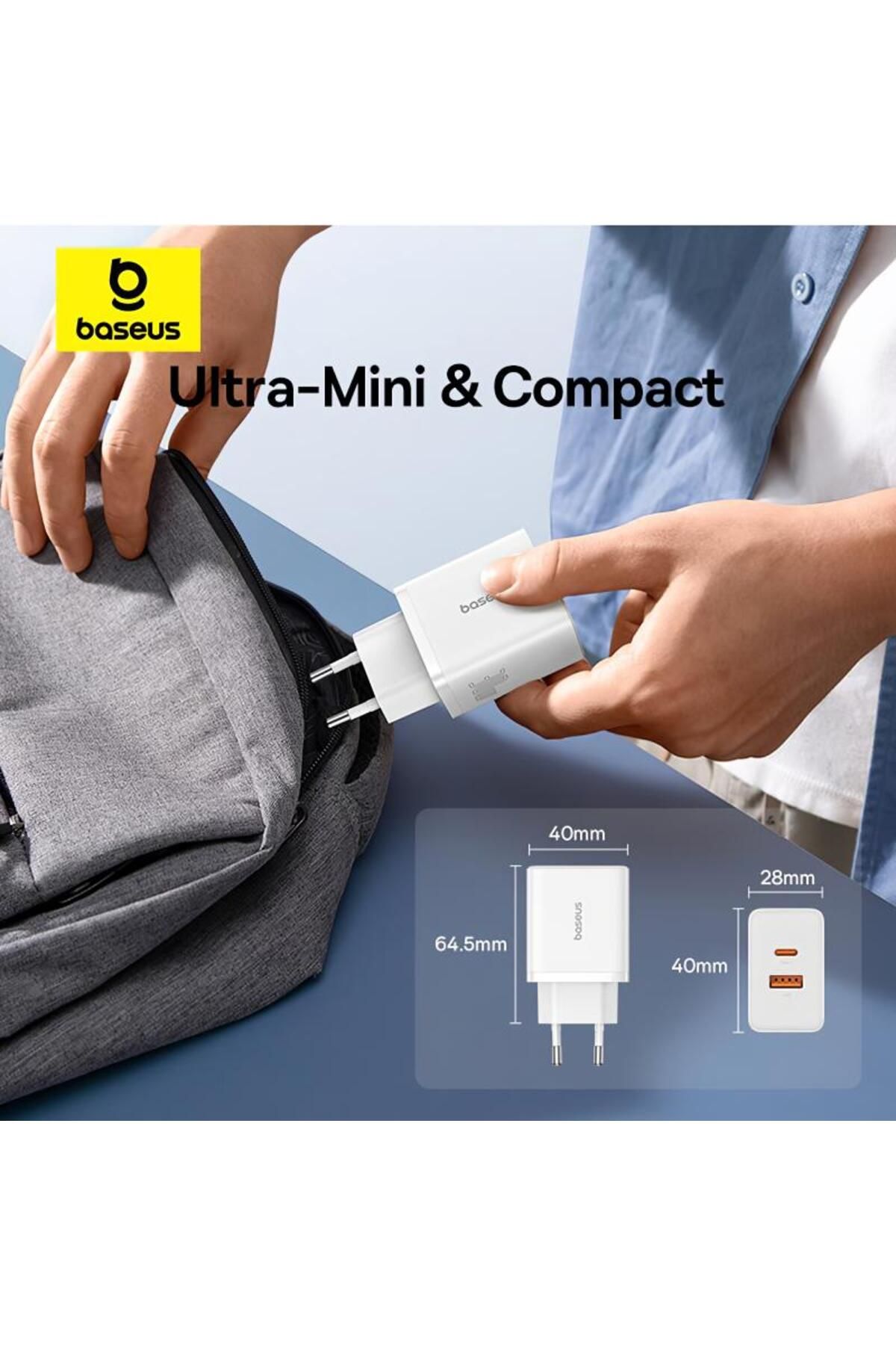 Baseus-Incarcator Retea Baseus Cube P10111404213-00, 30W, 2.4A, 1 x USB-A - 1 x USB-C (Alb) 6