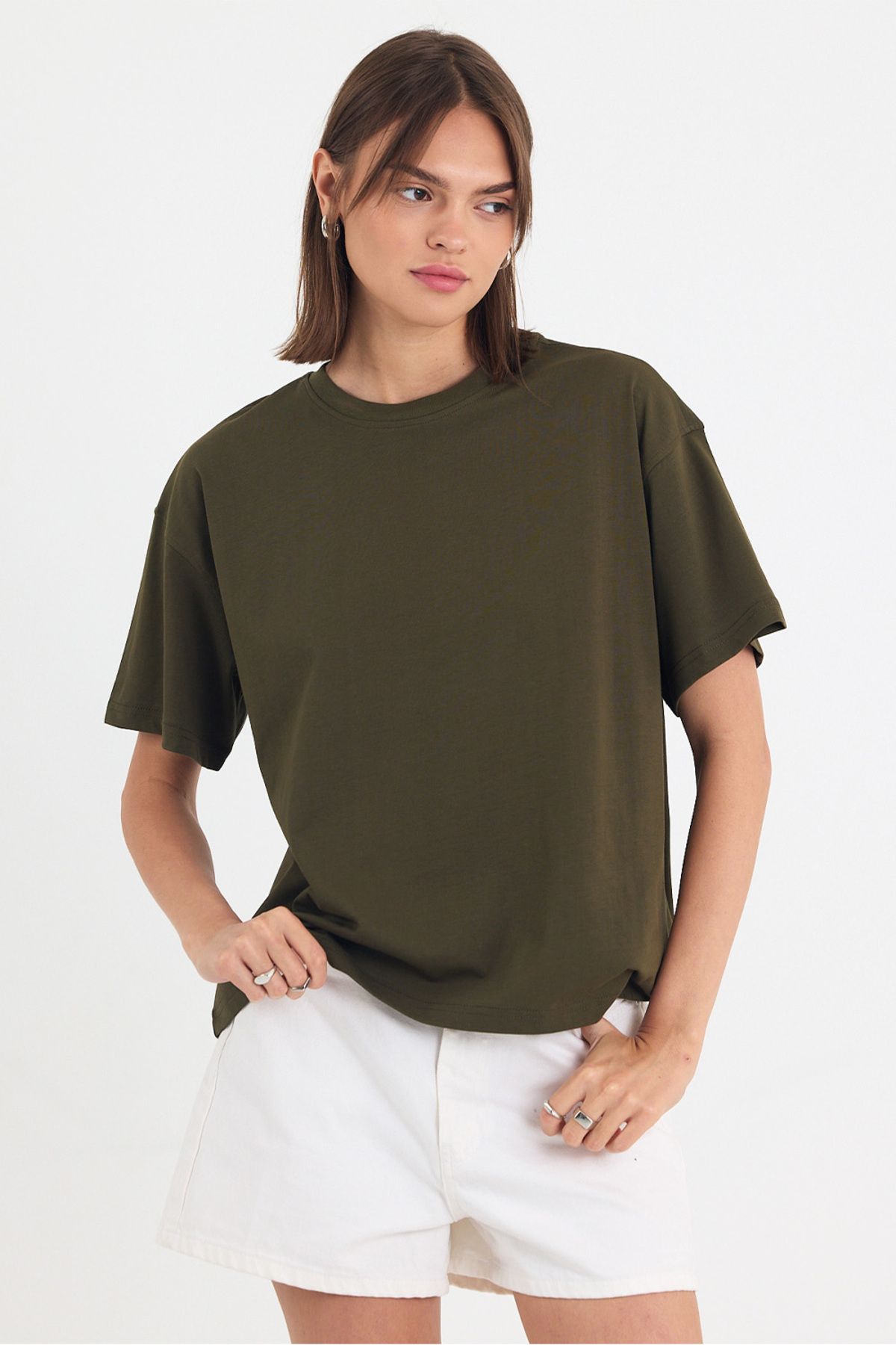 gothamvibes Kadın Timeless Oversize Haki T-Shirt