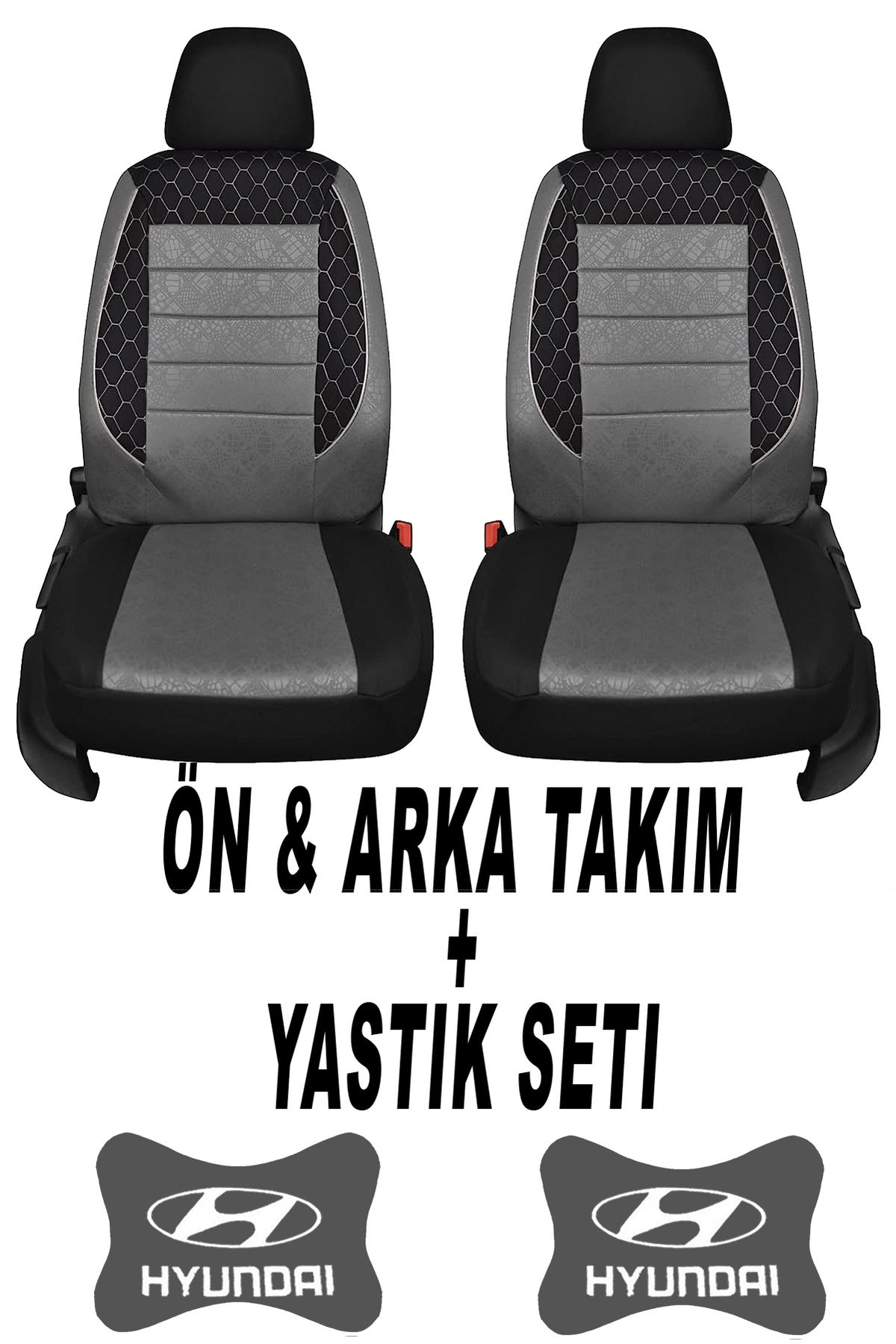 1araba1ev Oto Koltuk Kılıfı Hyundai Ön Arka Takım + 2 Adet Boyun Yastığı Seti