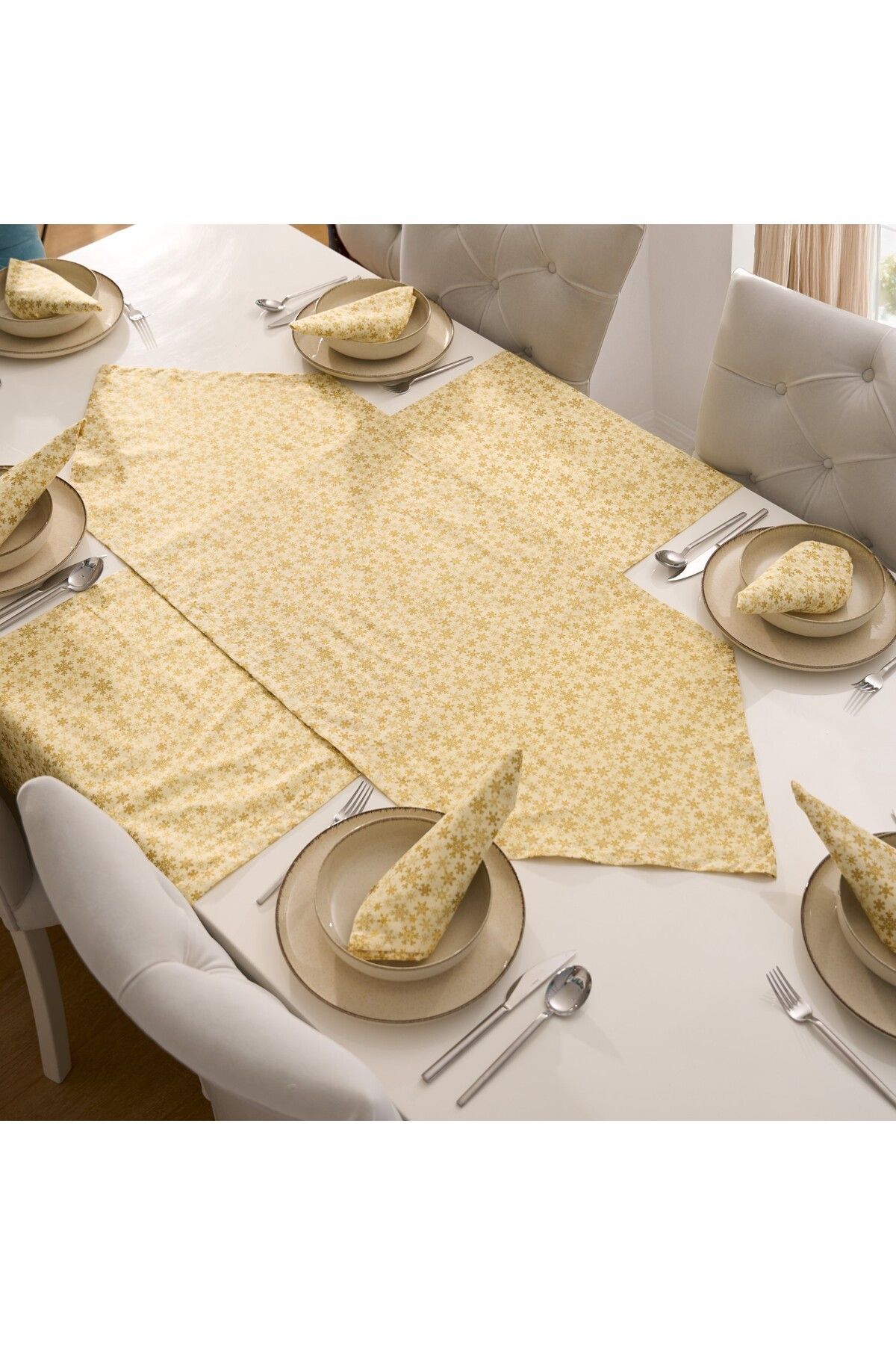 kesenegore 7 Parça Sofra Sunum Seti 6 Adet Amerikan Servisi Supla 35X45 cm + 1 Adet Üçgen Runner - 50x150