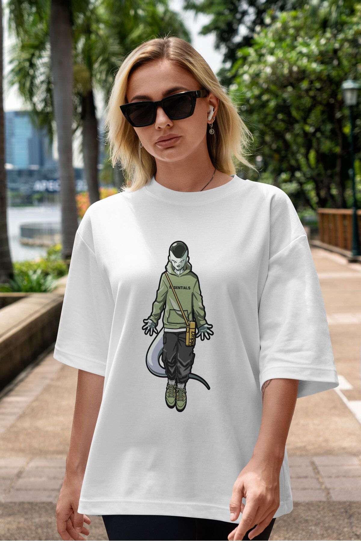 ELFAMİ Unisex Erkek/Kadın DRIPP Özel Baskılı Oversize Pamuklu Bisiklet Yaka T-Shirt