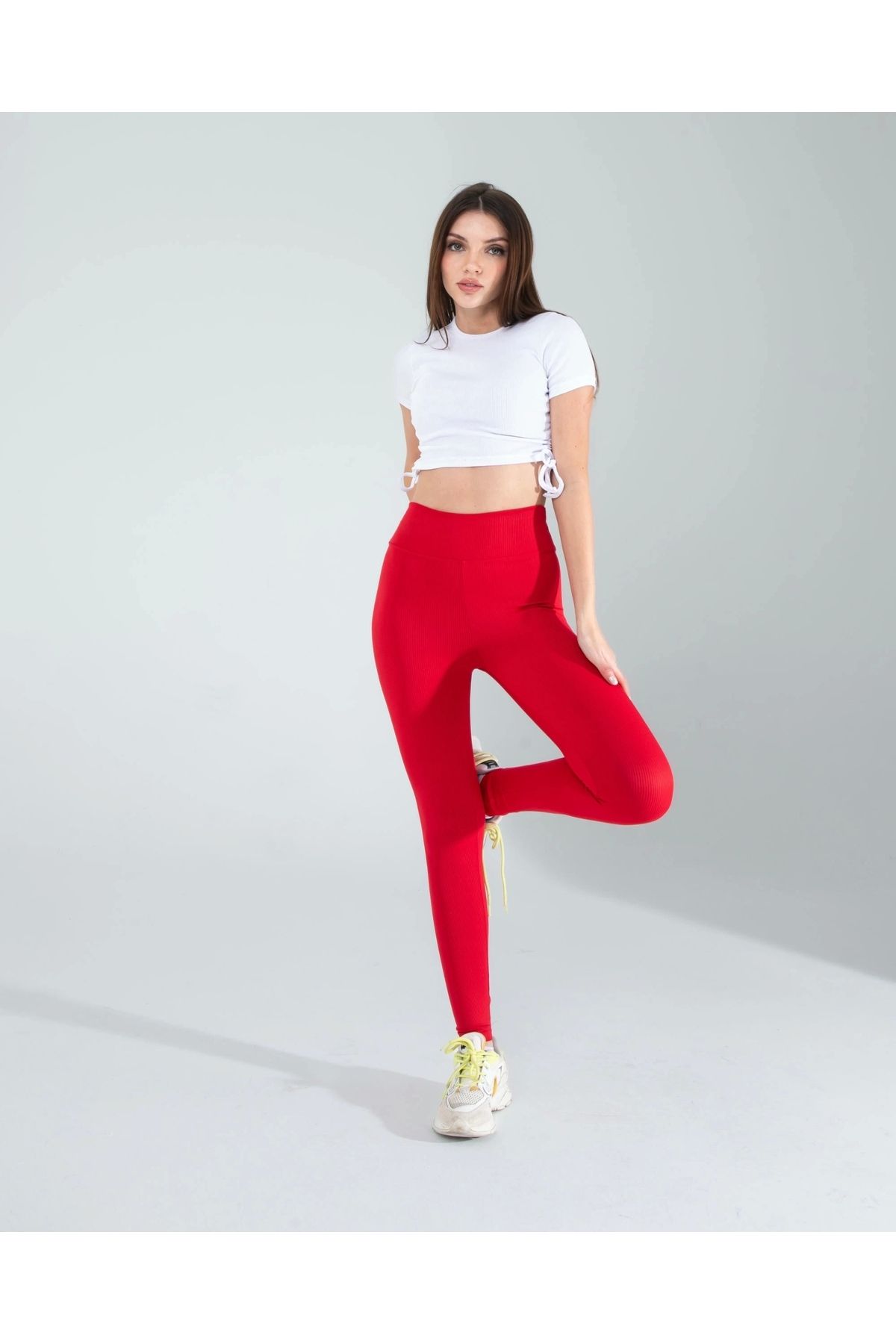 KarşıVitrin Kırmızı Fitilli Push Up Toparlayıcı Spor Tayt
